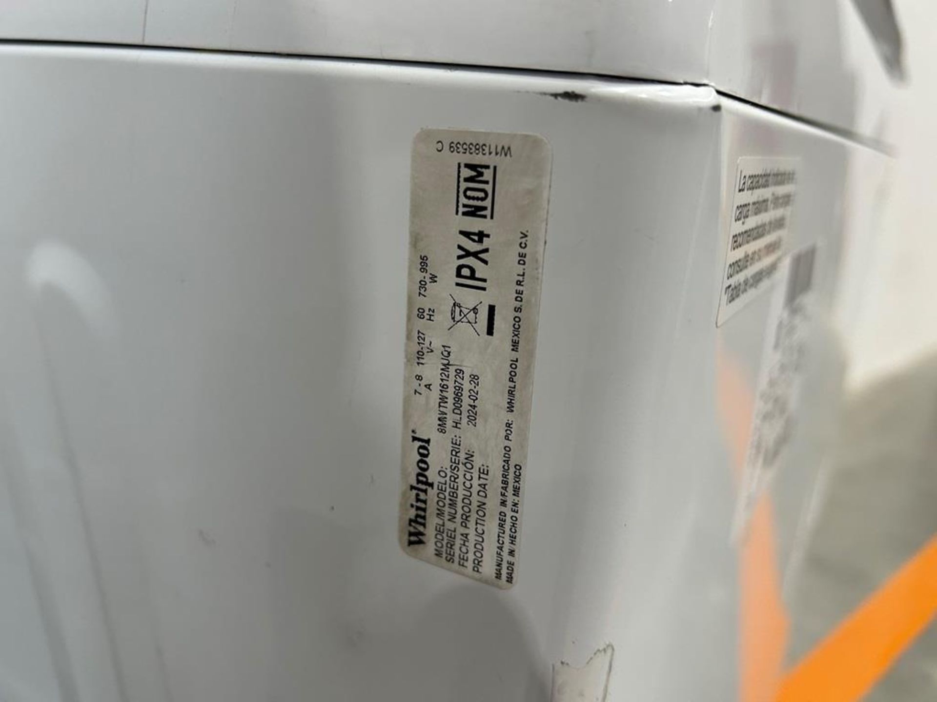 Lote de 1 lavadora y una Secadora contiene: 1 Lavadora de 16kg Marca WHIRLPOOL, Modelo 8MWTW1612MJQ1 - Image 8 of 10