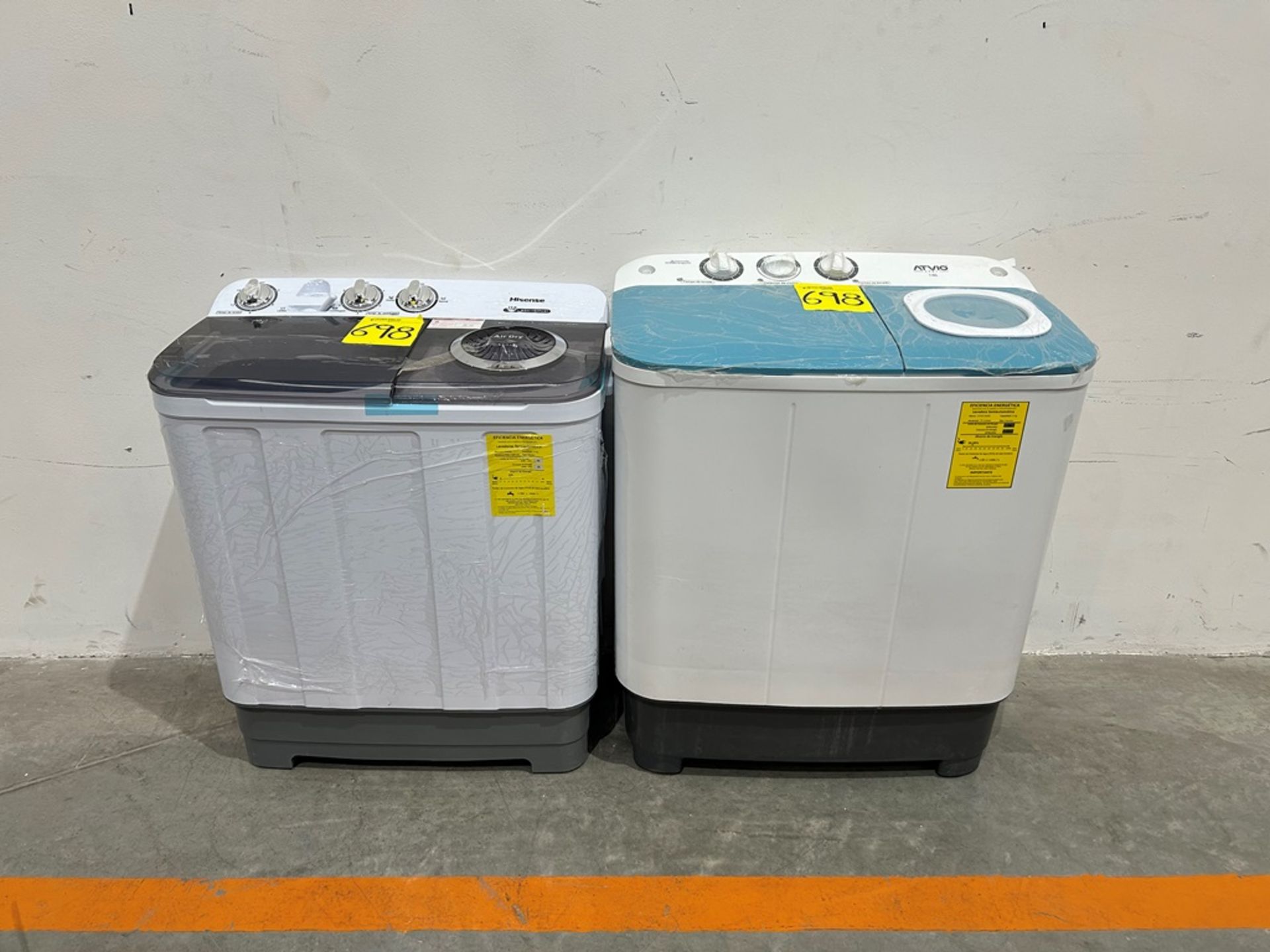 Lote de 2 lavadoras contiene: 1 Lavadora de 11 KG, Marca ATVIO, Modelo K9357701, Serie 500057, Colo