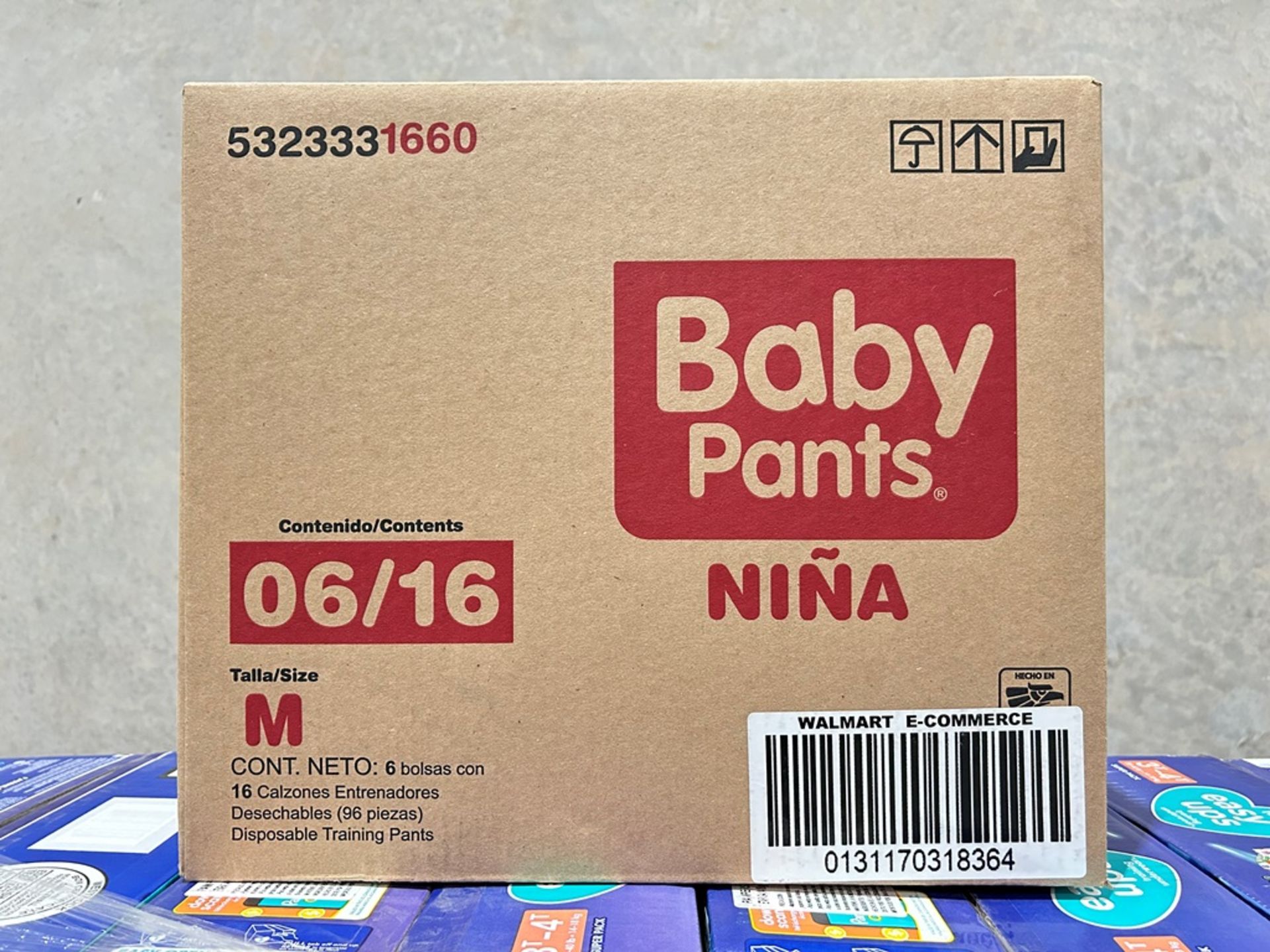 66 paquetes de Calzones entrenadores, Marca Baby pants para niña talla M (11 Cajas/ 6 paquetes)