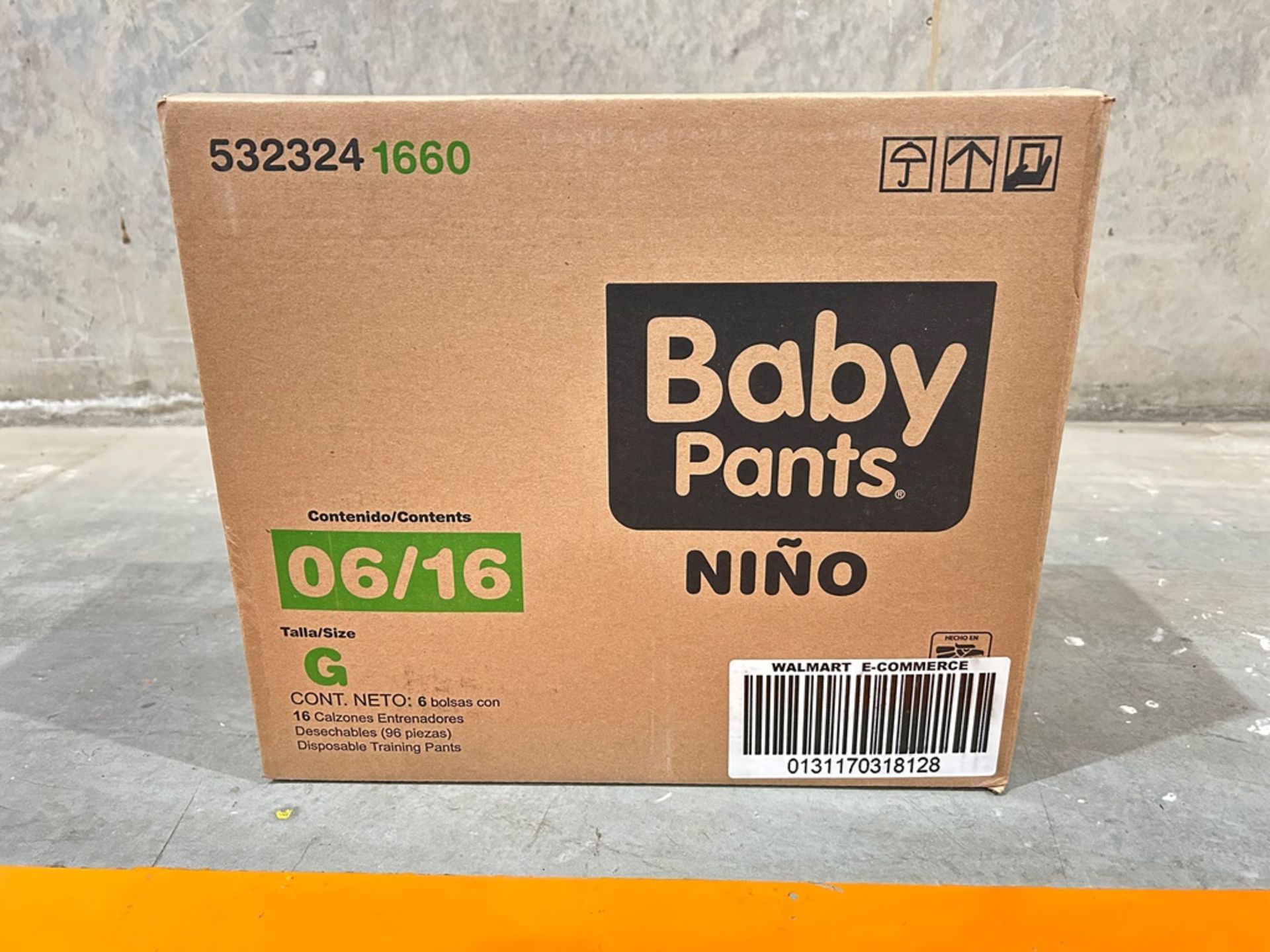 90 paquetes de Calzones entrenadores, Marca Baby pants para niño talla G (15 Cajas/ 6 paquetes)