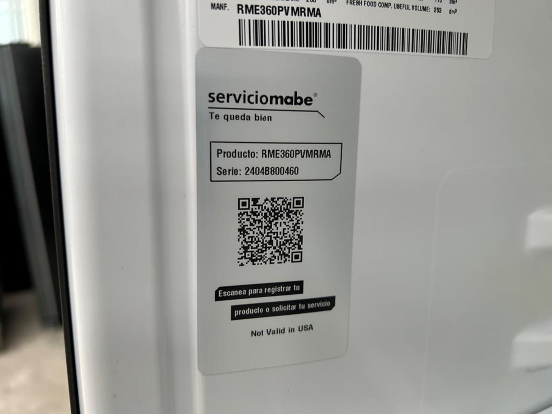 Lote de 2 refrigeradores contiene: 1 Refrigerador Marca MABE, Modelo RME360PVMRM0, Serie 04453, Col - Image 8 of 16