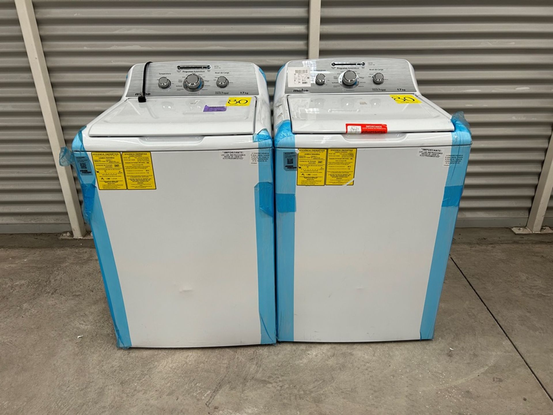 Lote de 2 Lavadoras contiene: 1 Lavadora de 17 KG, Marca MABE, Modelo LMA77113CBAB04, Serie S95478,