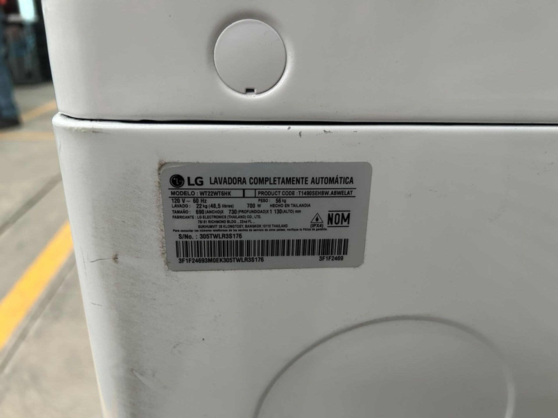 Lavadora de 22 KG Marca LG, Modelo WT22WT6HK, Serie 3S176, Color BLANCO (Equipo de devolución) - Image 5 of 7