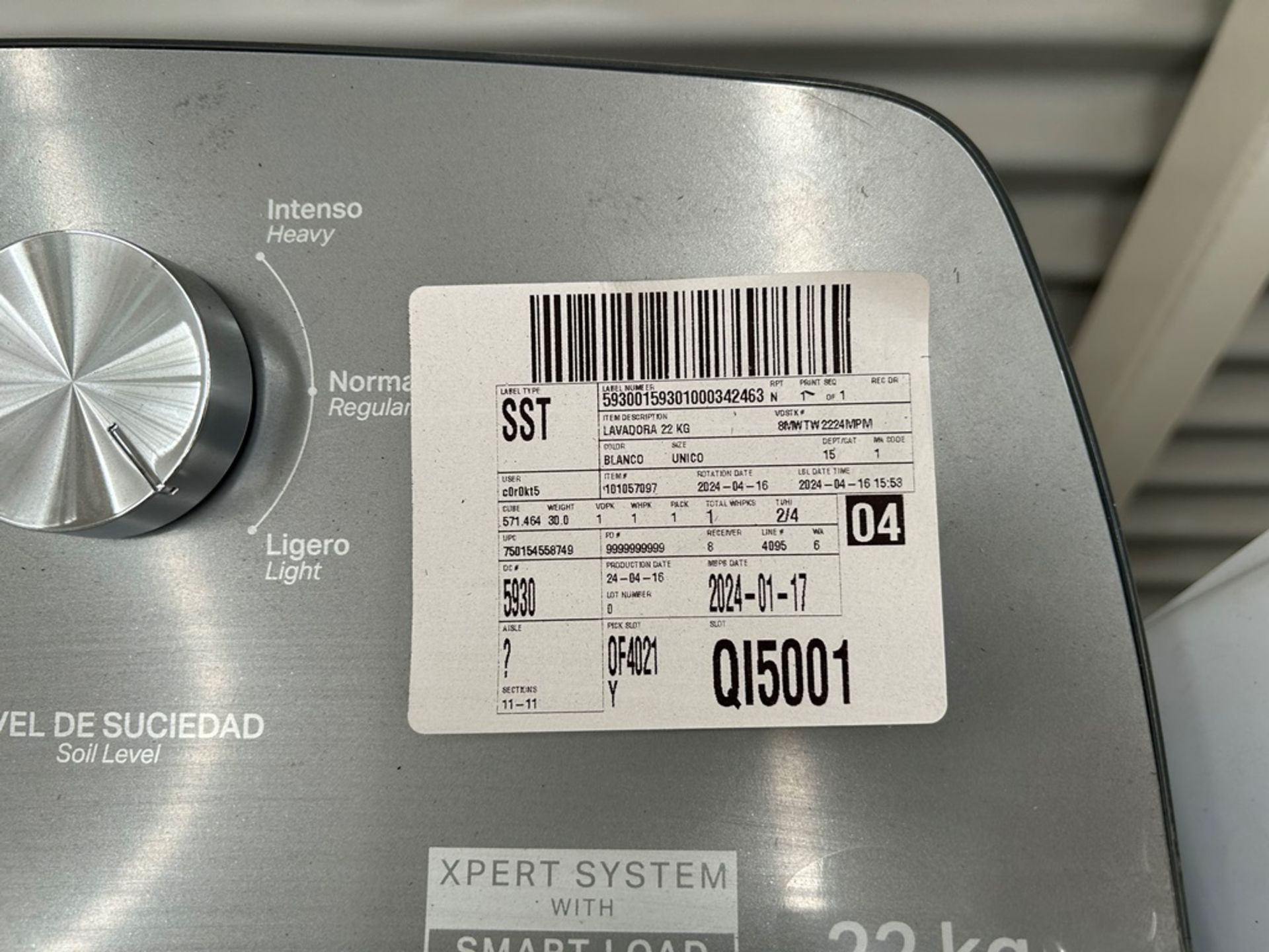 Lote de 2 Lavadoras contiene: 1 Lavadora de 22 KG, Marca WHIRPOOL, Modelo 8MWT2224MPM0, Serie 69971 - Image 9 of 10