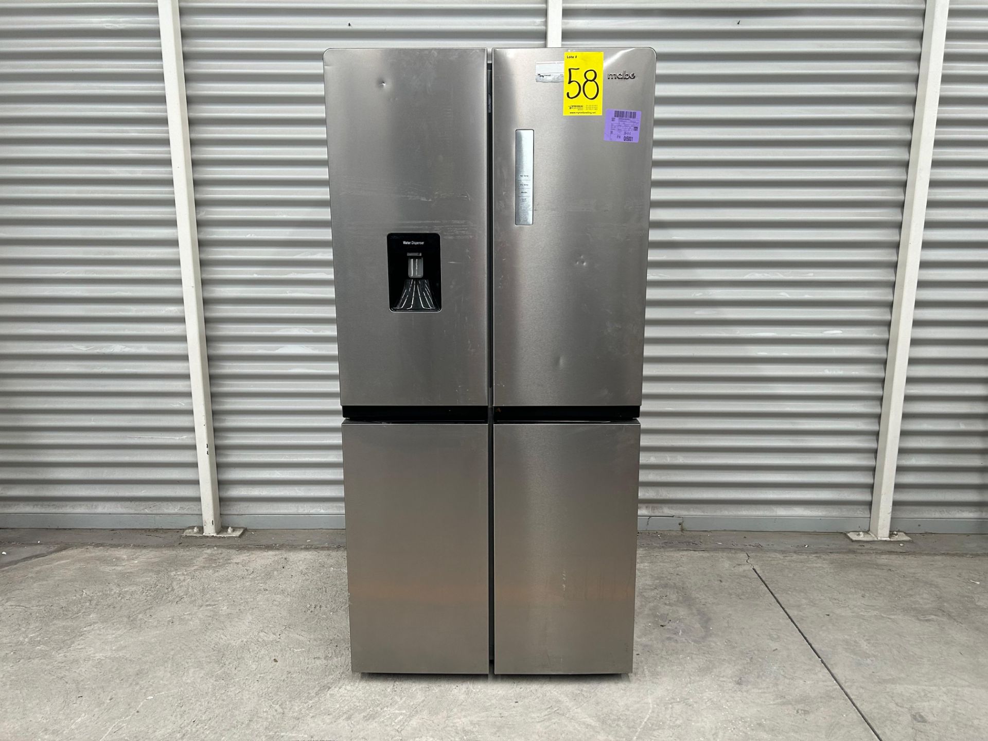 Refrigerador con dispensador de agua, Marca MABE, Modelo MTM482SENSS0, Serie MA0075, Color GRIS (Eq