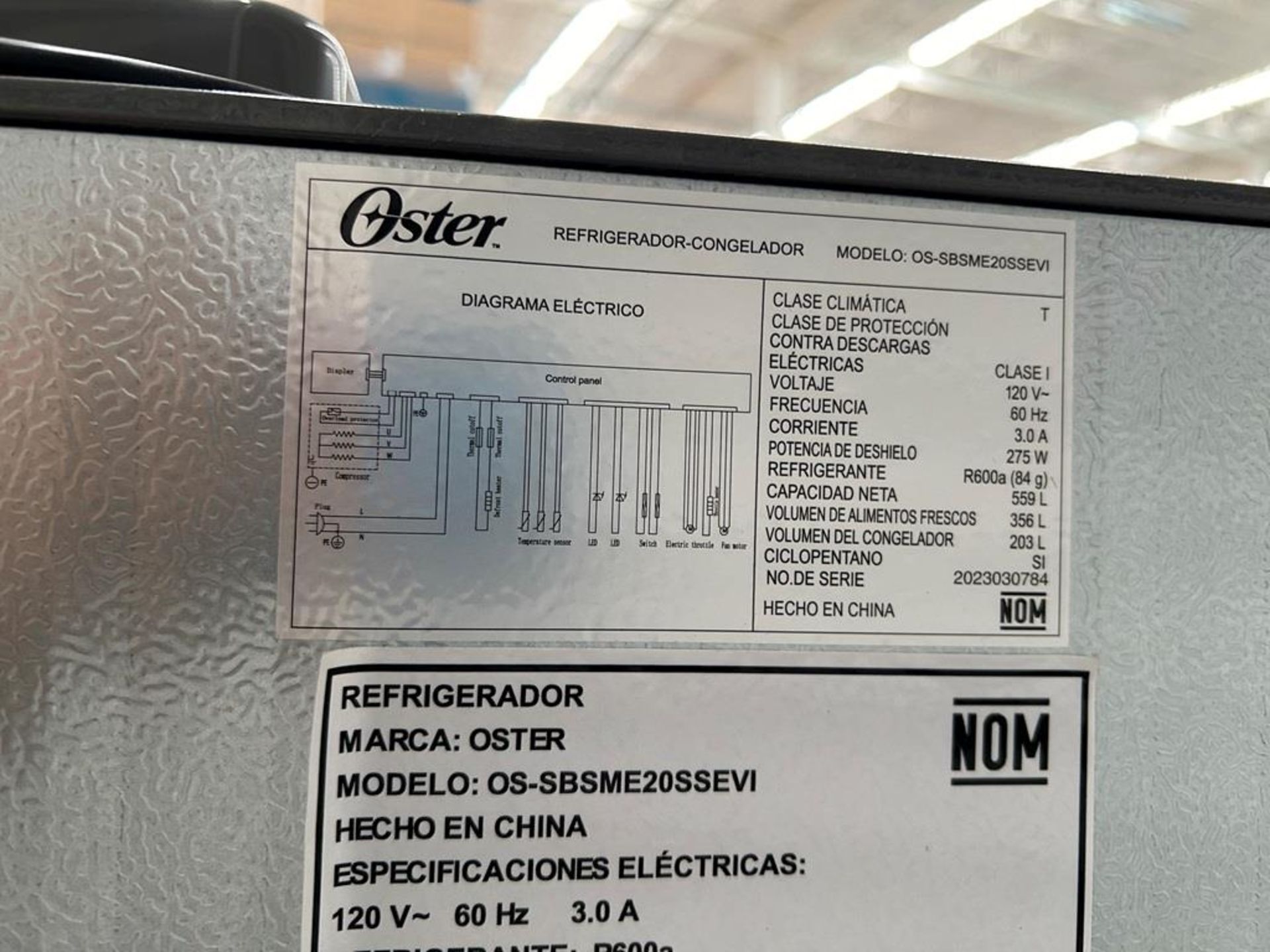 Refrigerador Marca OSTER, Modelo OSSBSME20SSEVI, Serie 80016, Color GRIS (Equipo de devolución) - Bild 7 aus 10