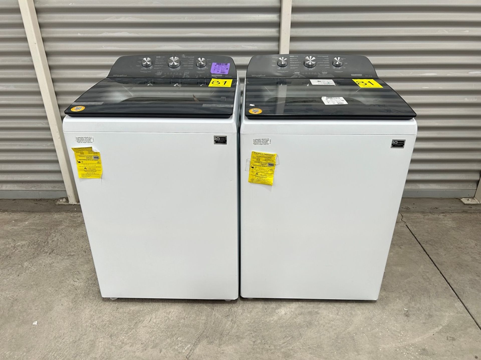 Lote de 2 Lavadoras contiene: 1 Lavadora de 20 KG, Marca WHIRPOOL, Modelo 8MWT2023WPM0, Serie 04842