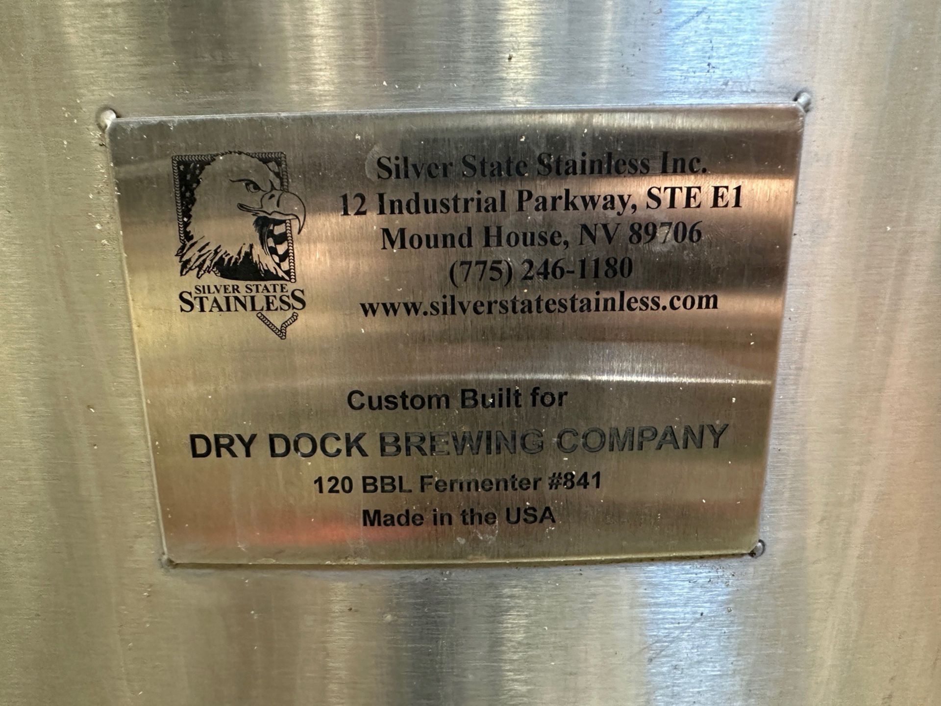 Silver State Stainless 120 BBL Stainless Steel Fermentation Tank - Cone Bottom, Gly | Rig Fee $2150 - Image 2 of 3