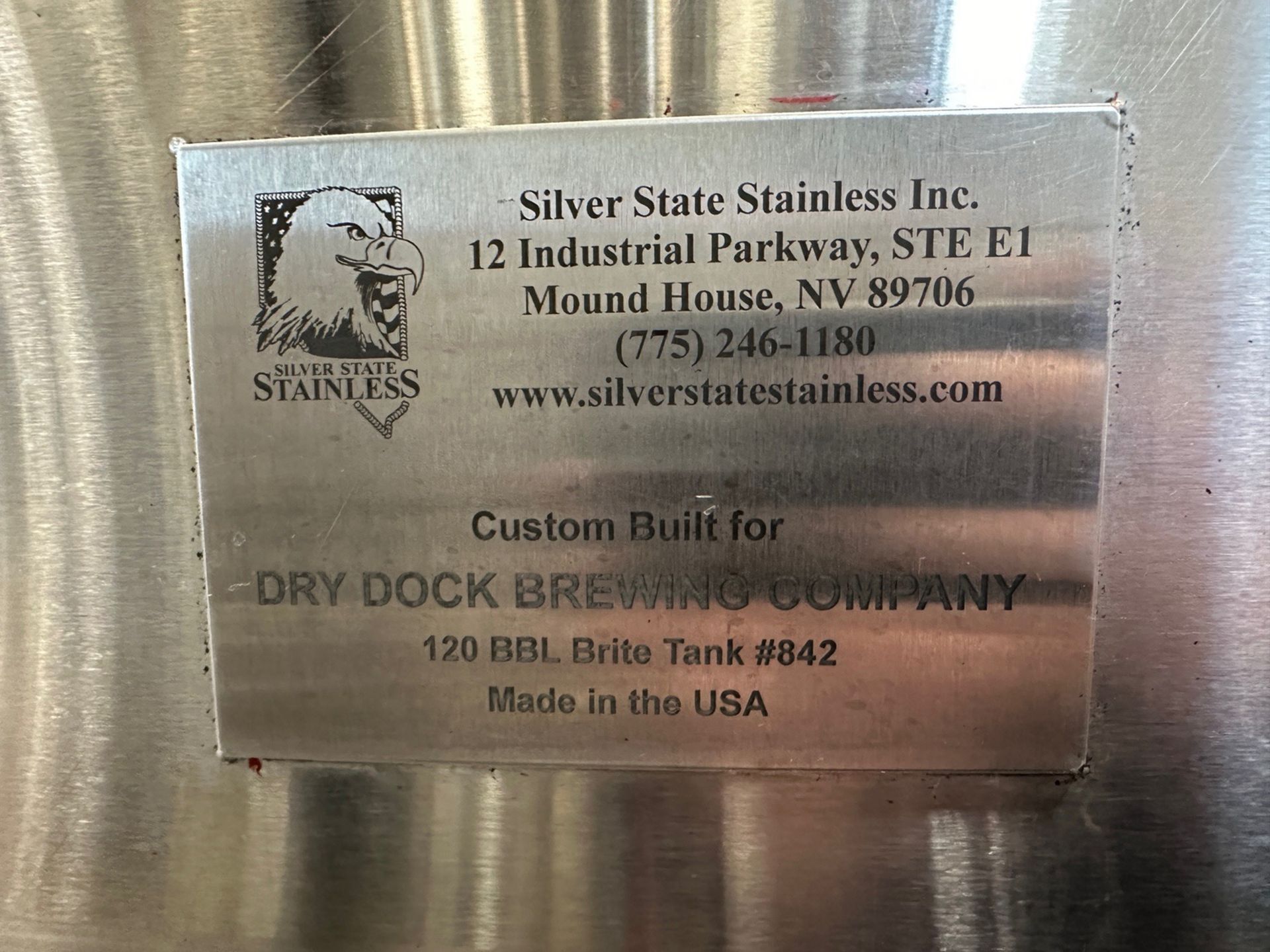 Silver State Stainless 120 BBL Stainless Steel Brite Tank - Dish Bottom, Glycol Jac | Rig Fee $2150 - Image 3 of 4