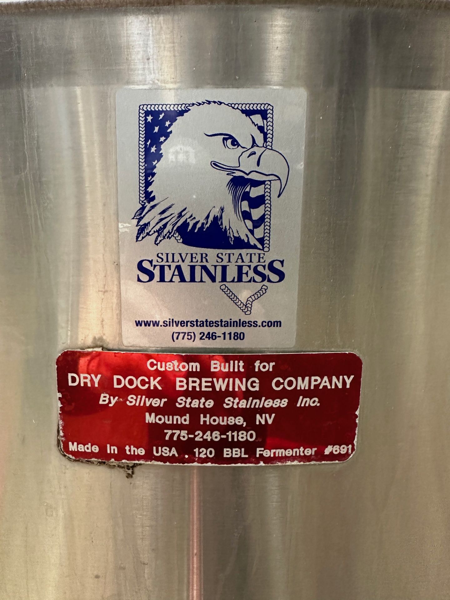 Silver State Stainless 120 BBL Stainless Steel Fermentation Tank - Cone Bottom, Gly | Rig Fee $2150 - Image 4 of 4