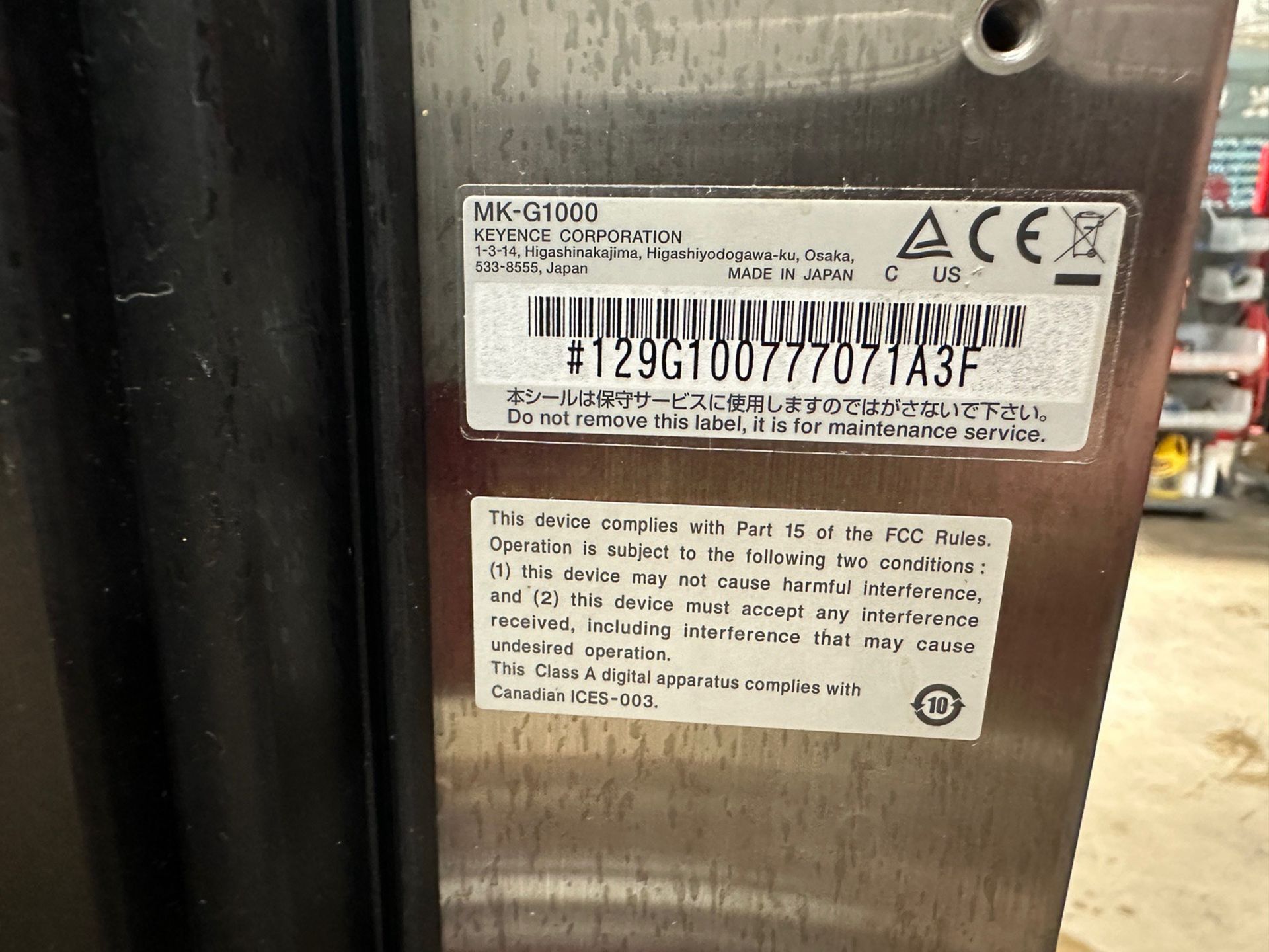 2023 Keyence MK-G1000 Ink Jet Printer, Rinsed and Shut Down by Keyence When Taken o | Rig Fee $100 - Image 5 of 5