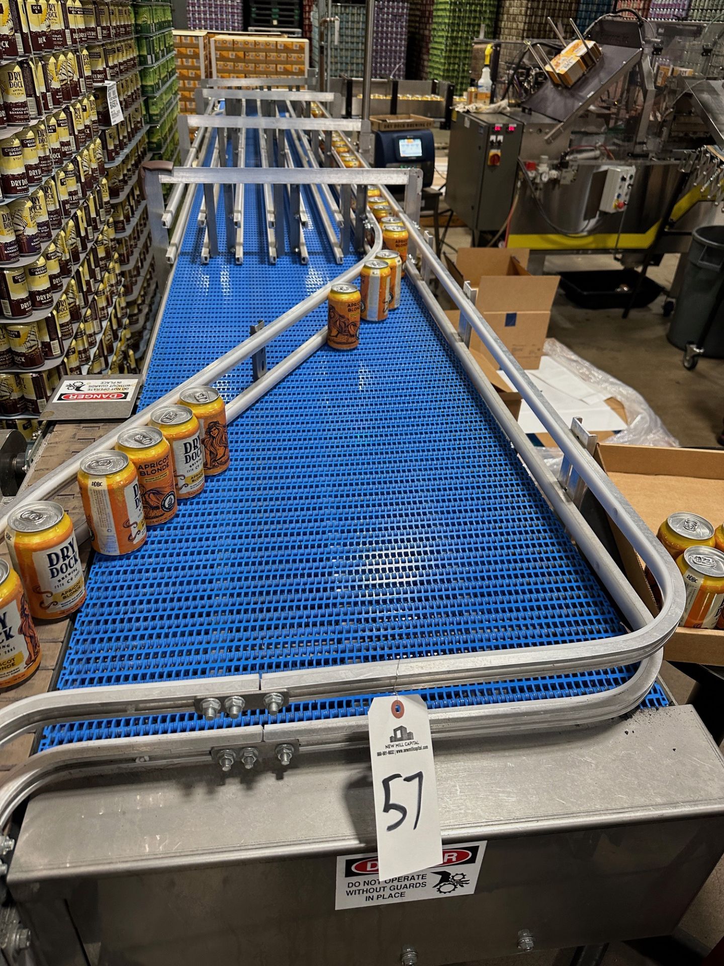 Blue Belt Conveyor with Lane Dividers over Stainless Steel Frame (Approx. 2' Belt a | Rig Fee $200