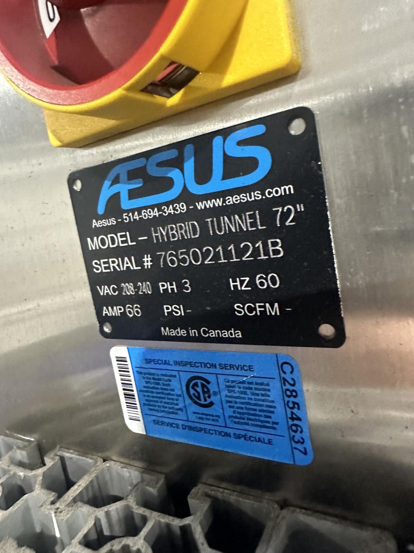 2021 Aesus Heat Tunnel, Model- Hybrid Tunnel 72", S/N 765021121B | Rig Fee $400 - Image 13 of 15