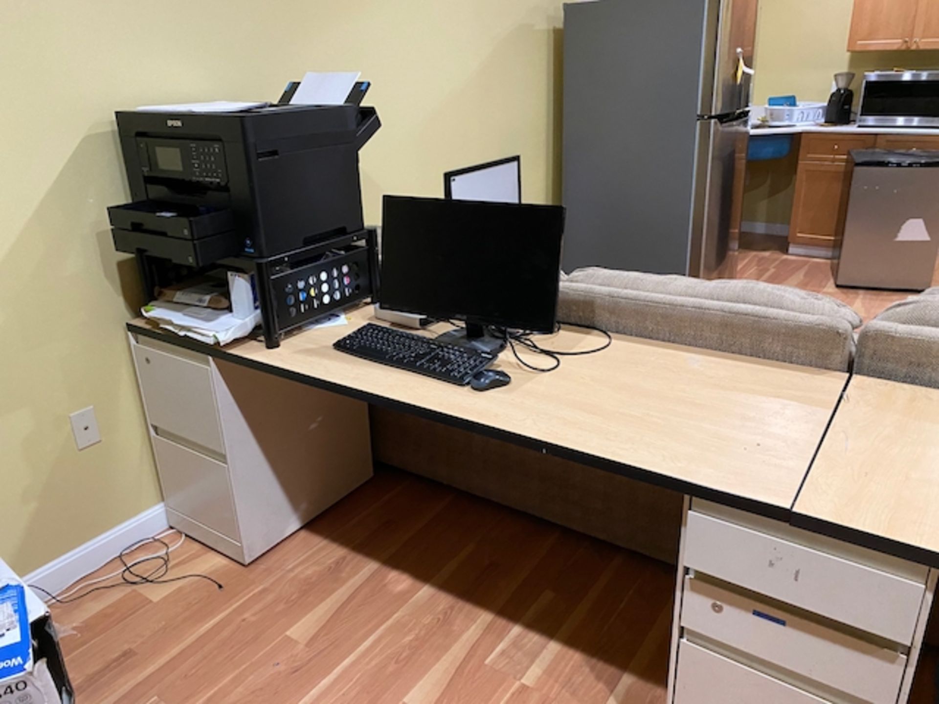 Workstation with Filing Drawers, Plus Lot of office Supplies - Stapler, Paper Cutte | Rig Fee $200 - Bild 3 aus 8