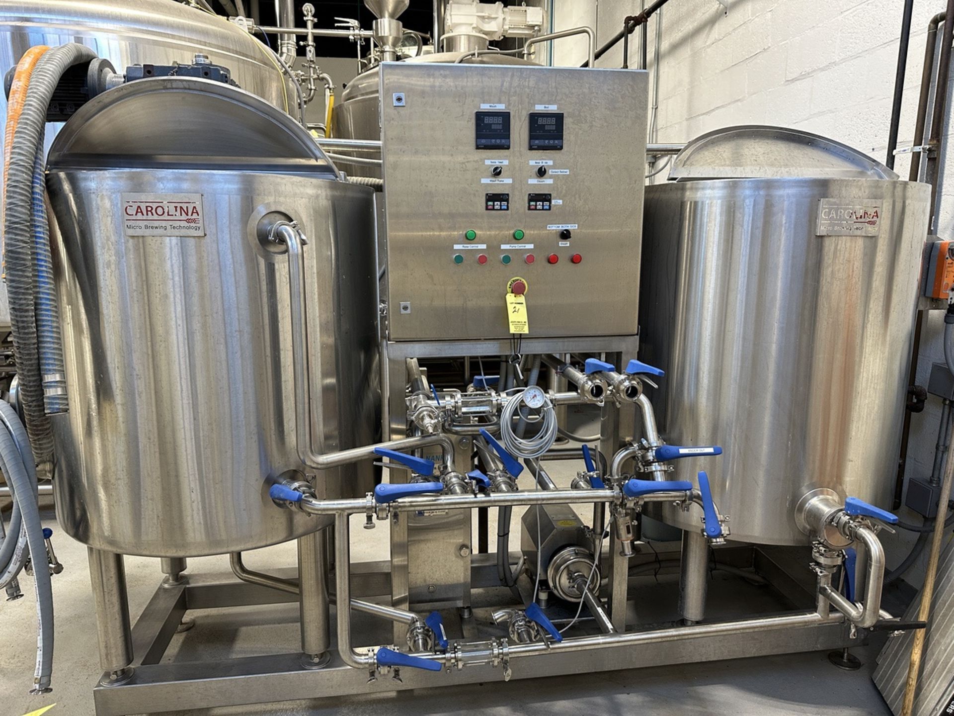 2017 Carolina 3 BBL 2 Vessel Micro Brewhouse Including Control Panel, Agitator, Heat Exchanger,