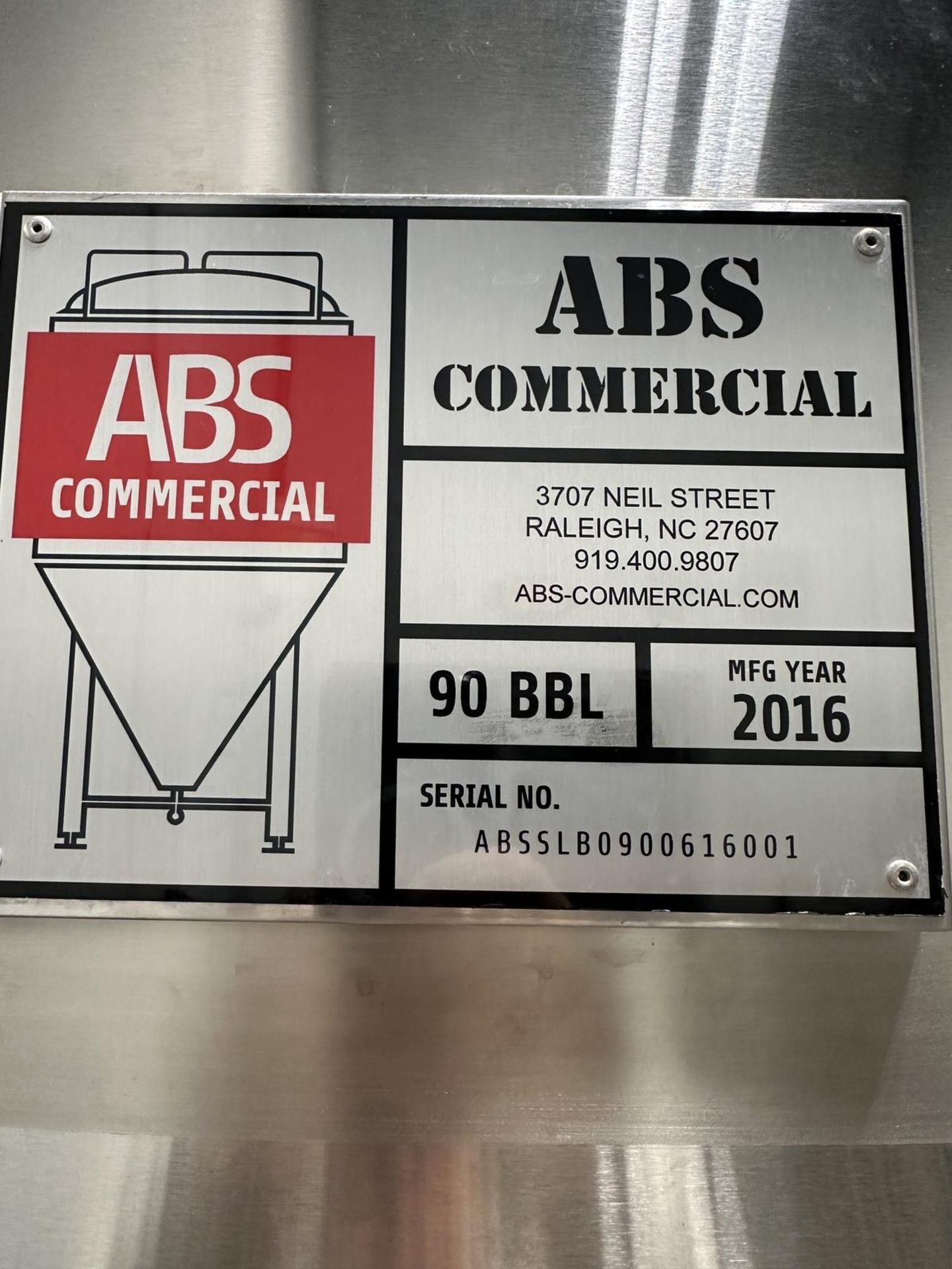 2016 ABE 90 BBL Jacketed Brite Tank s/n ABSSLB0900616001 Approx. 13' H x 7' OD | Rig Fee $2600 - Image 3 of 3