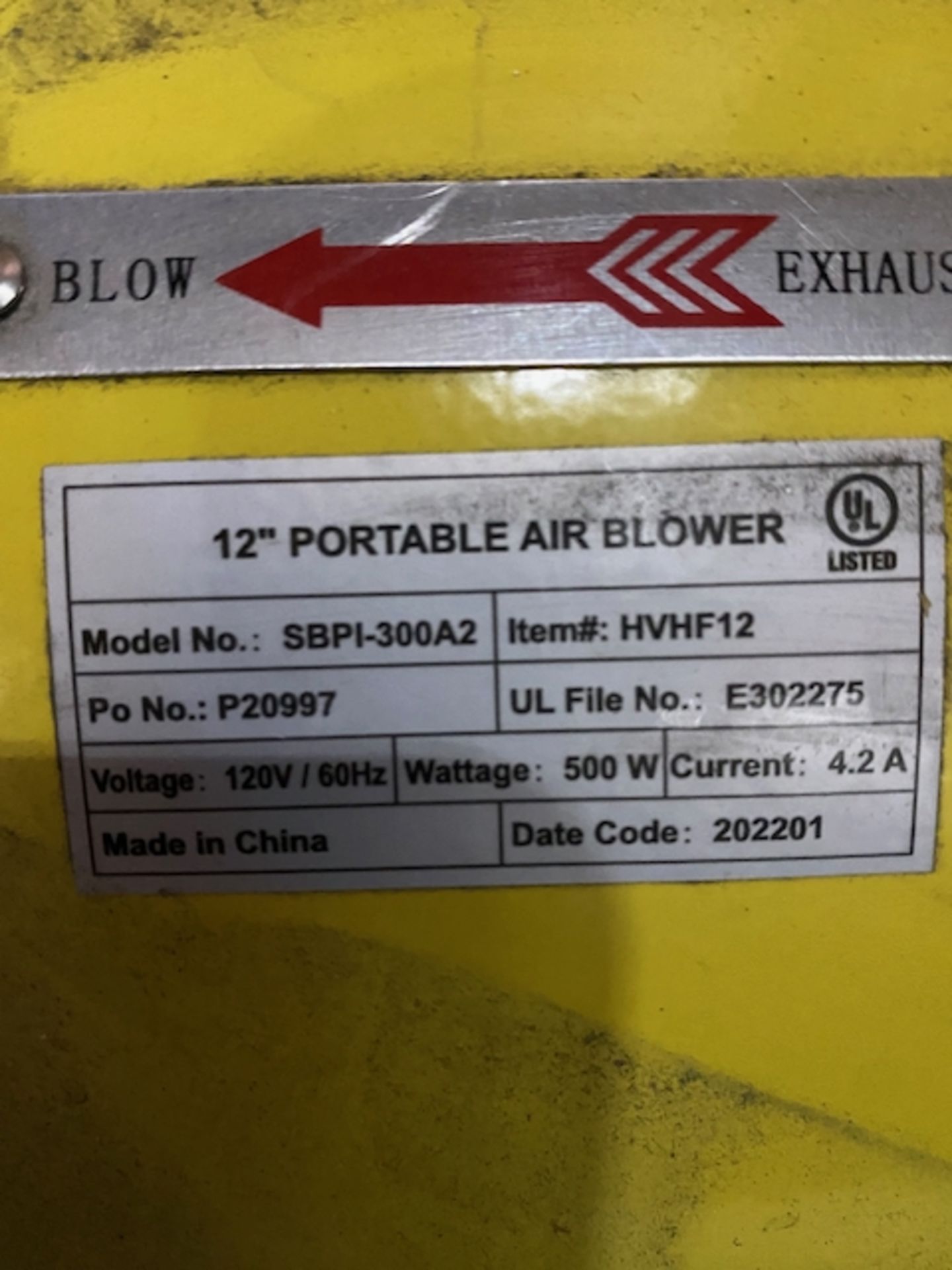 Portable Air Blower Global Industrial Model Sbpi-300A2 with 12 Ft Flexible Hose | Rig Fee $15 - Image 2 of 4