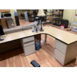 Workstation with Filing Drawers, Plus Lot of office Supplies - Stapler, Paper Cutte | Rig Fee $200