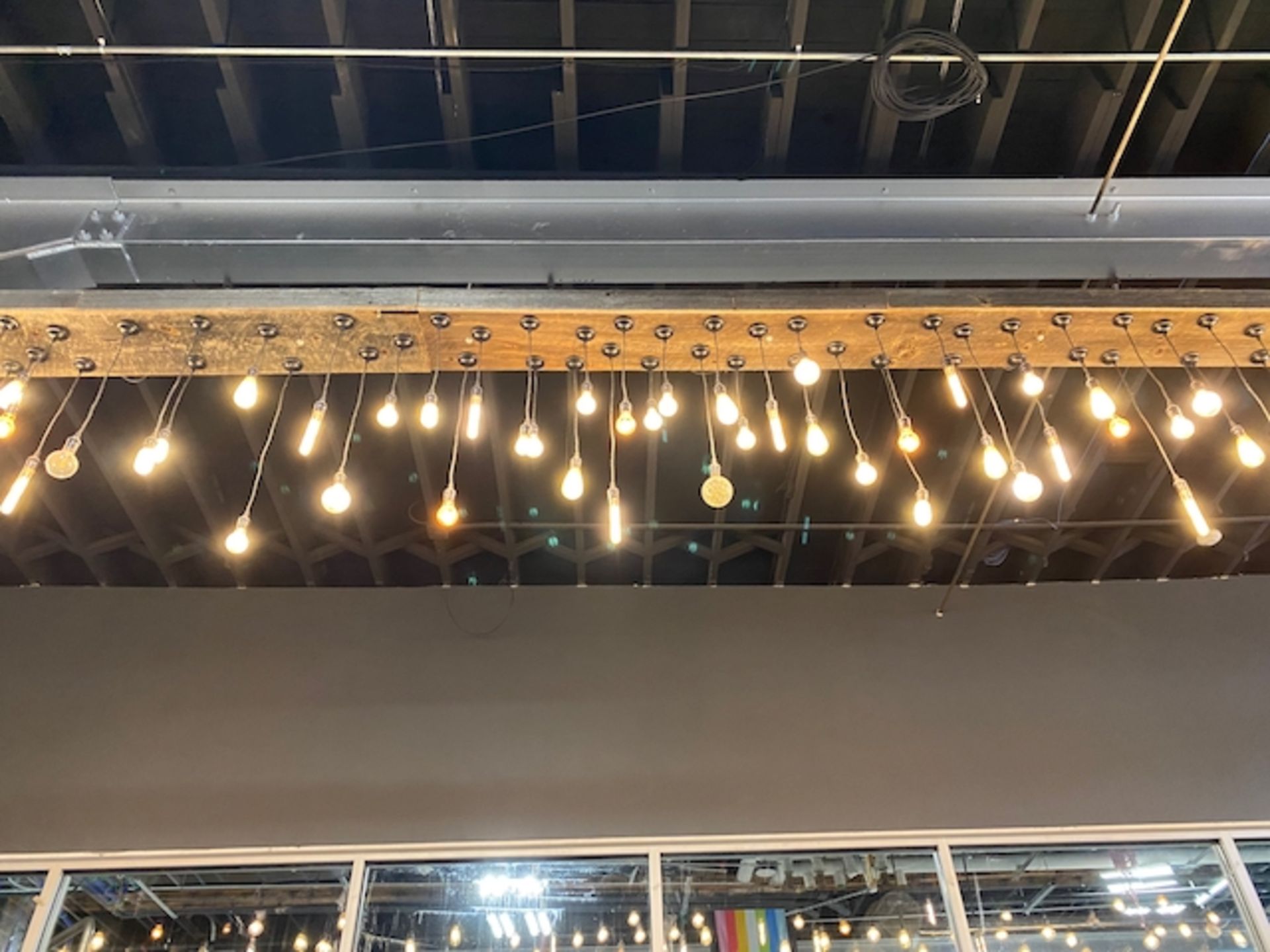 Decorative Custom Bar Overhead Light Fixture with Edison Style Bulbs; Approx. 25' L | Rig Fee $50 - Image 3 of 3