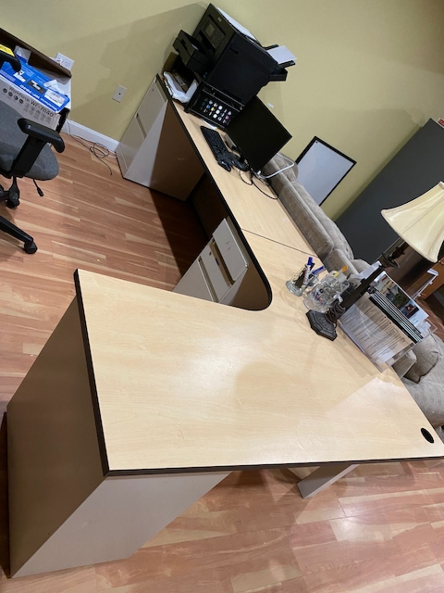 Workstation with Filing Drawers, Plus Lot of office Supplies - Stapler, Paper Cutte | Rig Fee $200 - Bild 4 aus 8