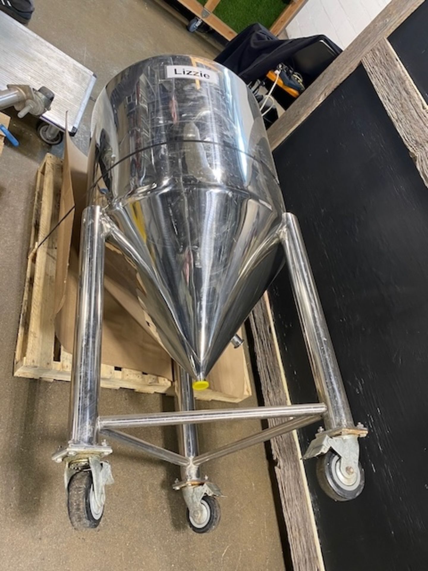 3 BBL Single-Wall Fermenter with Internal Glycol Coil, On Casters | Rig Fee $100