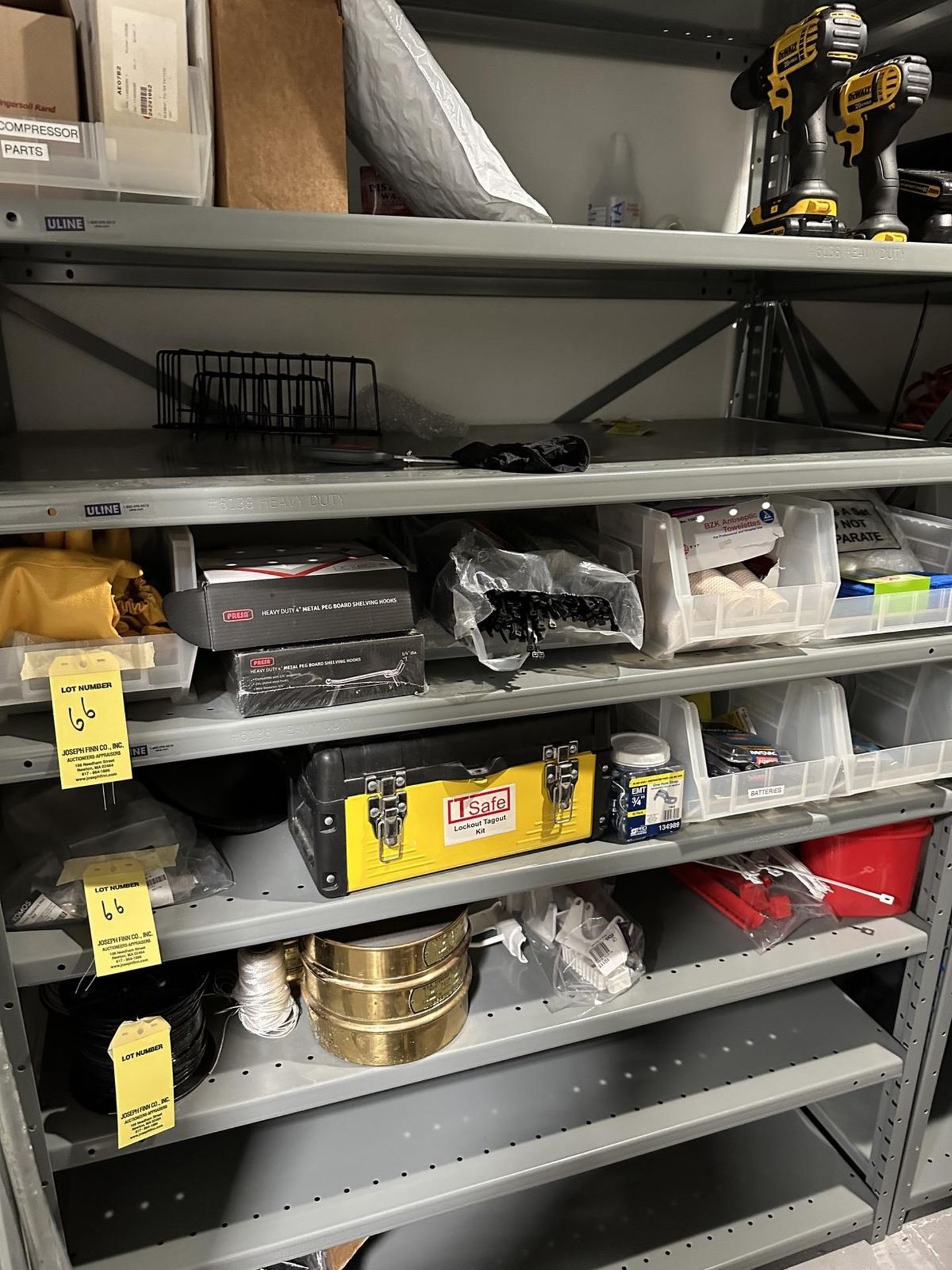 Asst. Bins, (3) Sections Steel Shelving, Spare Parts (Does not Include Set of Sieve | Rig Fee $350