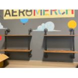 Merchandise Shelving with Black Pipe and Wood (3 Sets - 2 Installed and One New In | Rig Fee $15