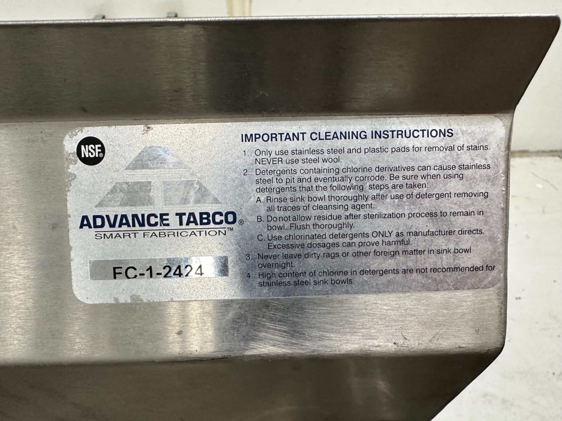 Advance Tabco Stainless Steel Utility Sink with Sprayer (Approx. 30" x 29") | Rig Fee $20 - Image 2 of 2