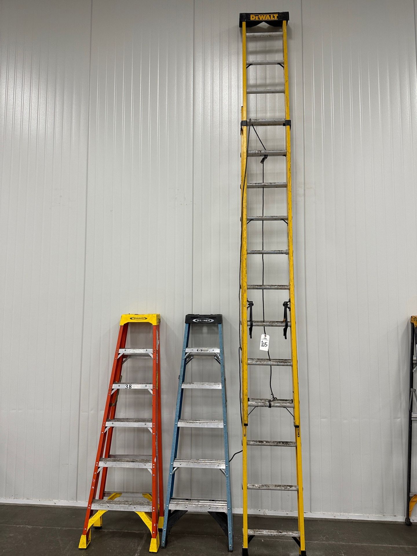 Lot of (1) DeWalt 300 LB. Capacity 24' Fiberglass Extension Ladder, (1) Werner 250 | Rig Fee $50
