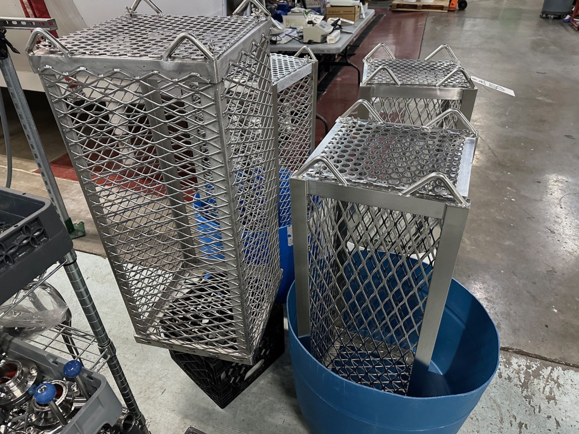 Lot of (4) Stainless Steel Ingredient Cages (Approx. 1' x 1' x 3') | Rig Fee $40 - Image 2 of 3