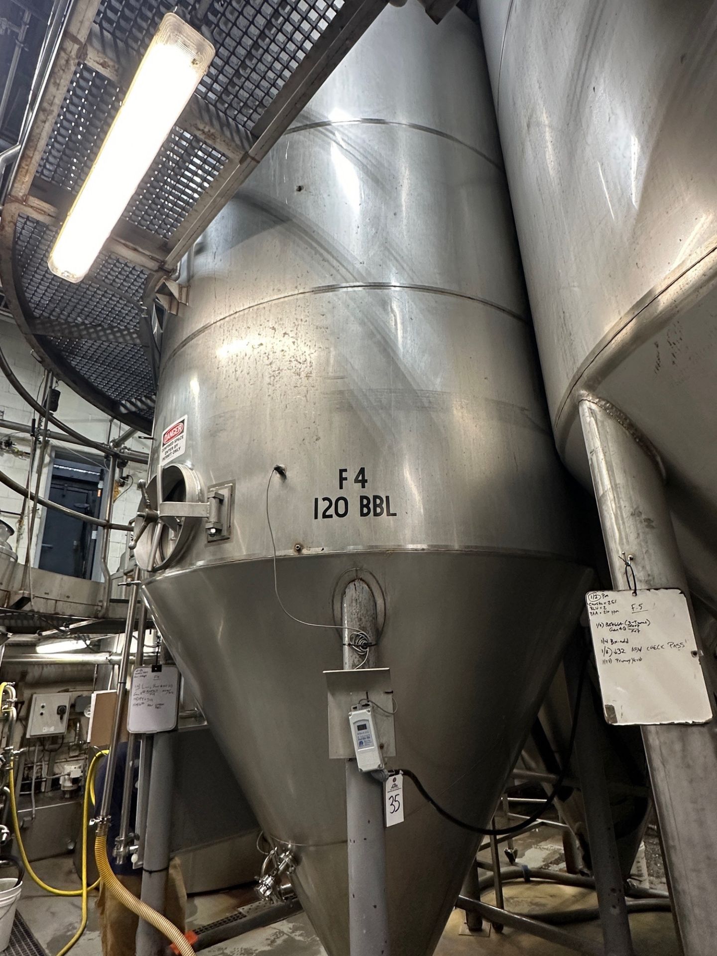 120 BBL Stainless Steel Fermentation Tank (F4) - Cone Bottom, Glycol Jacketed, Mand | Rig Fee $2500