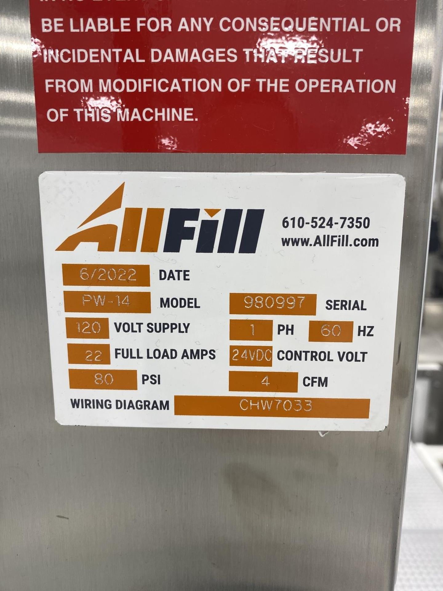 2022 All-Fill PW-12 Series Checkweigher and Eriez Xtreme Metal Detector including C | Rig Fee $450 - Image 3 of 5