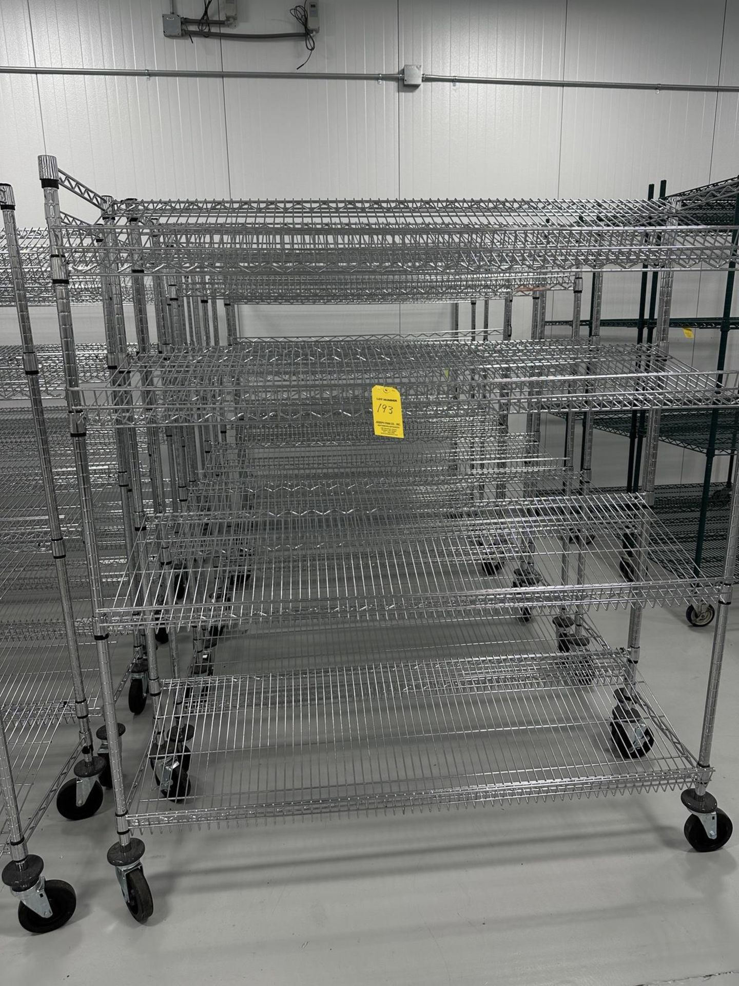 LOT (10) Eagle Shelving Port. Wire Chrome Shelf Racks, 5' W | Rig Fee $100