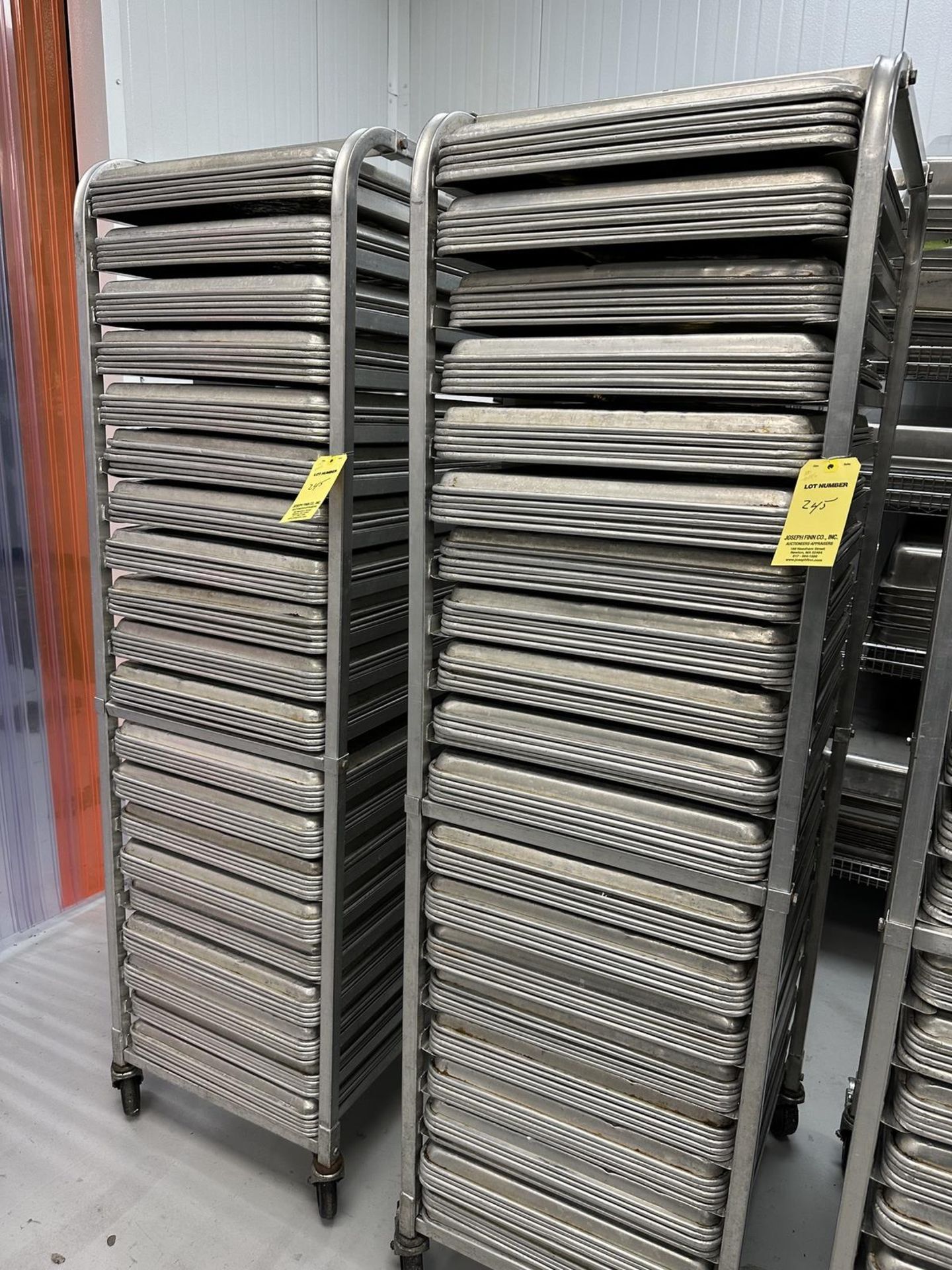 LOT (200) Aluminum Trays w/ (2) Carts, 17" x 24" | Rig Fee $100