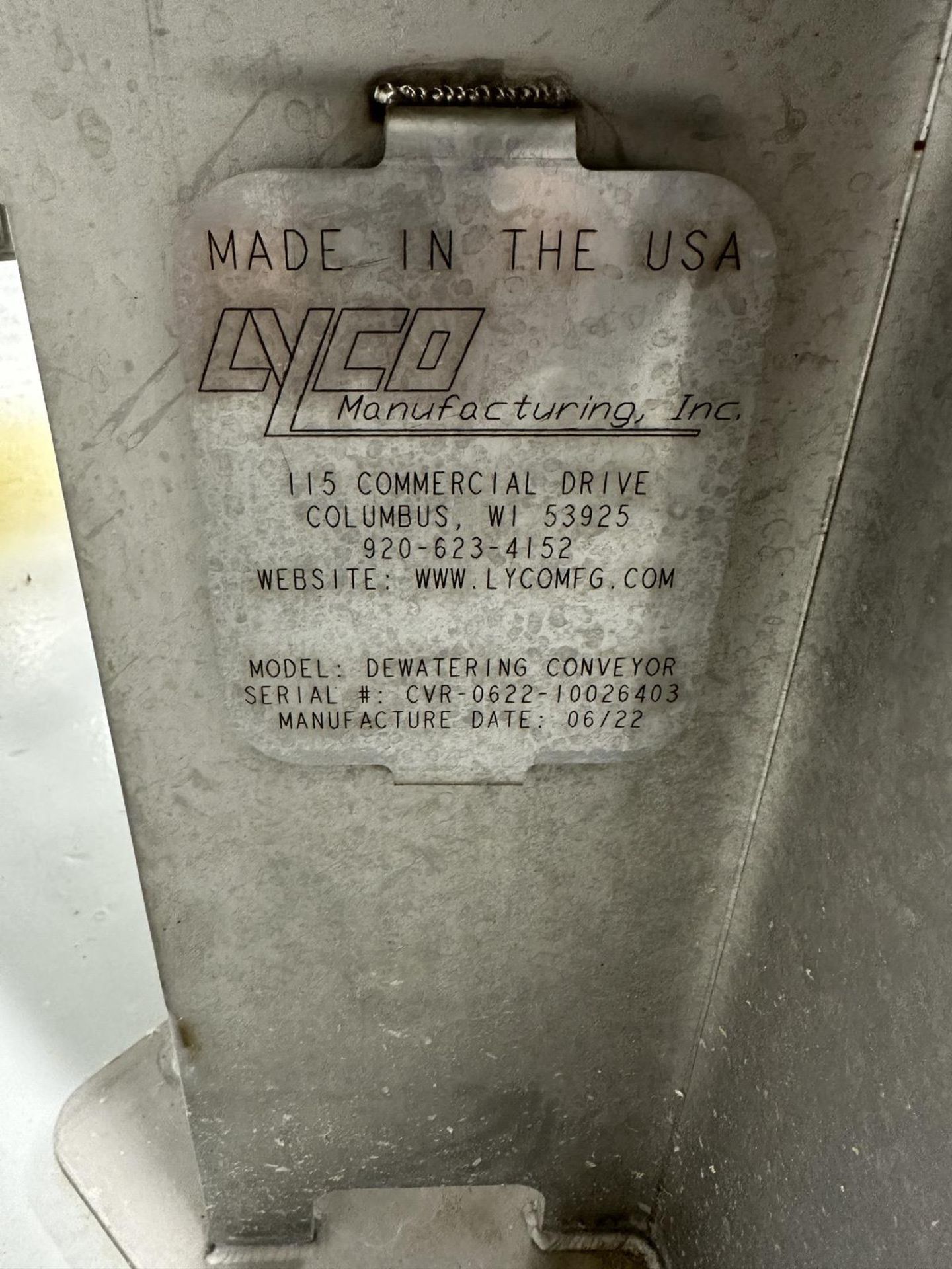 2022 Lyco Rotary Blancher / Cooker, s/n RDB-0622-10026401, 36 x 8Í/4_ with T-304 SS | Rig Fee $3500 - Image 12 of 15