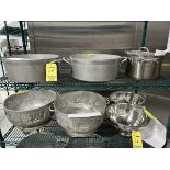 Asst. Pans, Colanders on 2 Shelves | Rig Fee $25