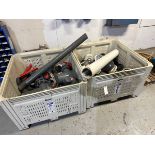 Lot of (2) Bins of Large PVC Fittings, Valves and Basket Strainers | Rig Fee $50