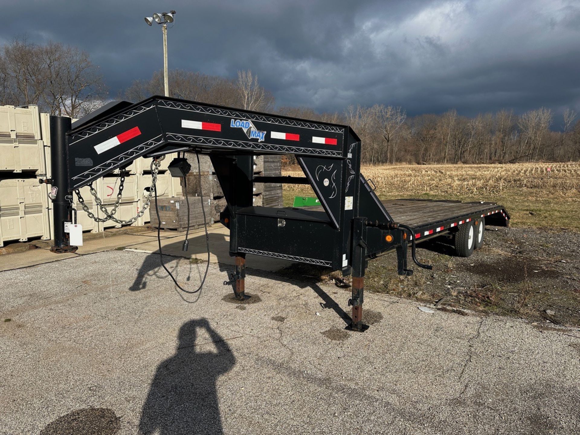 Load Max Gooseneck Trailer (Approx. 8' x 20'), Lights Need Wiring Repair | Rig Fee $100