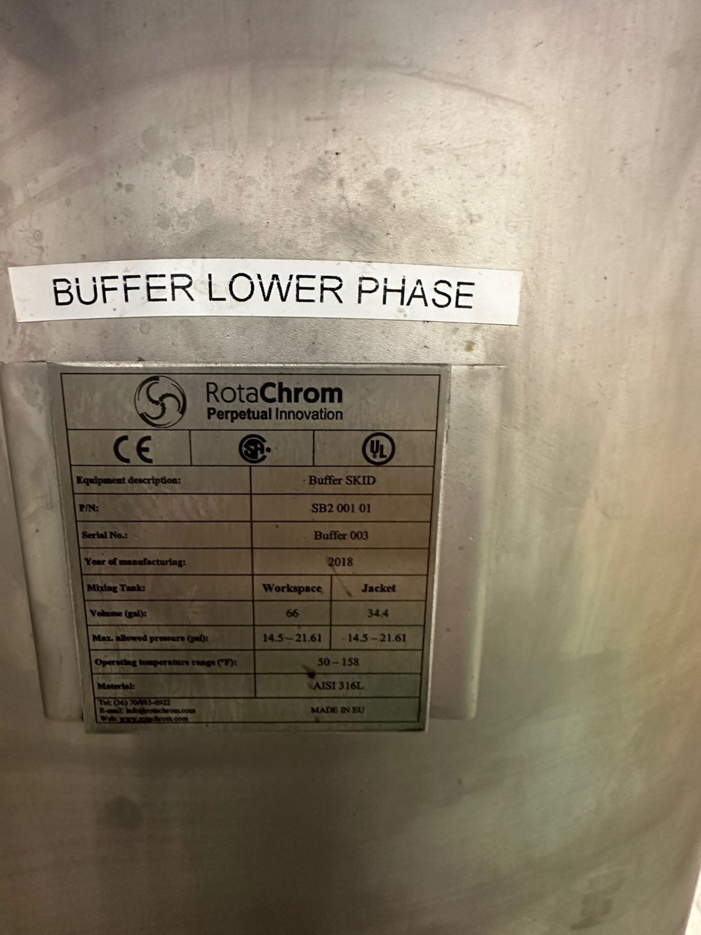 RotaChrom Buffer Skid, S/N Buffer 003 - Subj to Bulk | Rig Fee $125 - Image 5 of 6