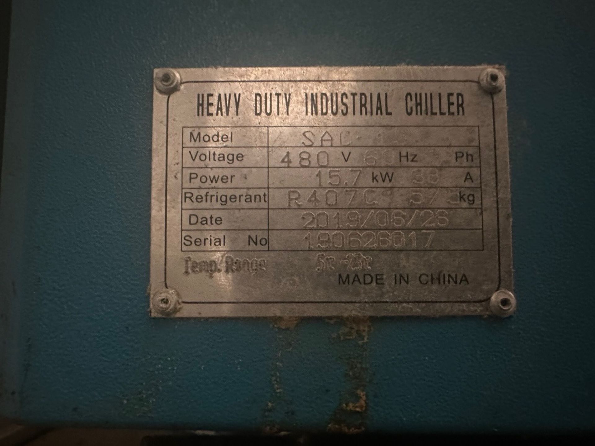 Heavy Duty Chiller Model SAC, S/N190626017, Year 2019 | Rig Fee $125 - Image 7 of 8