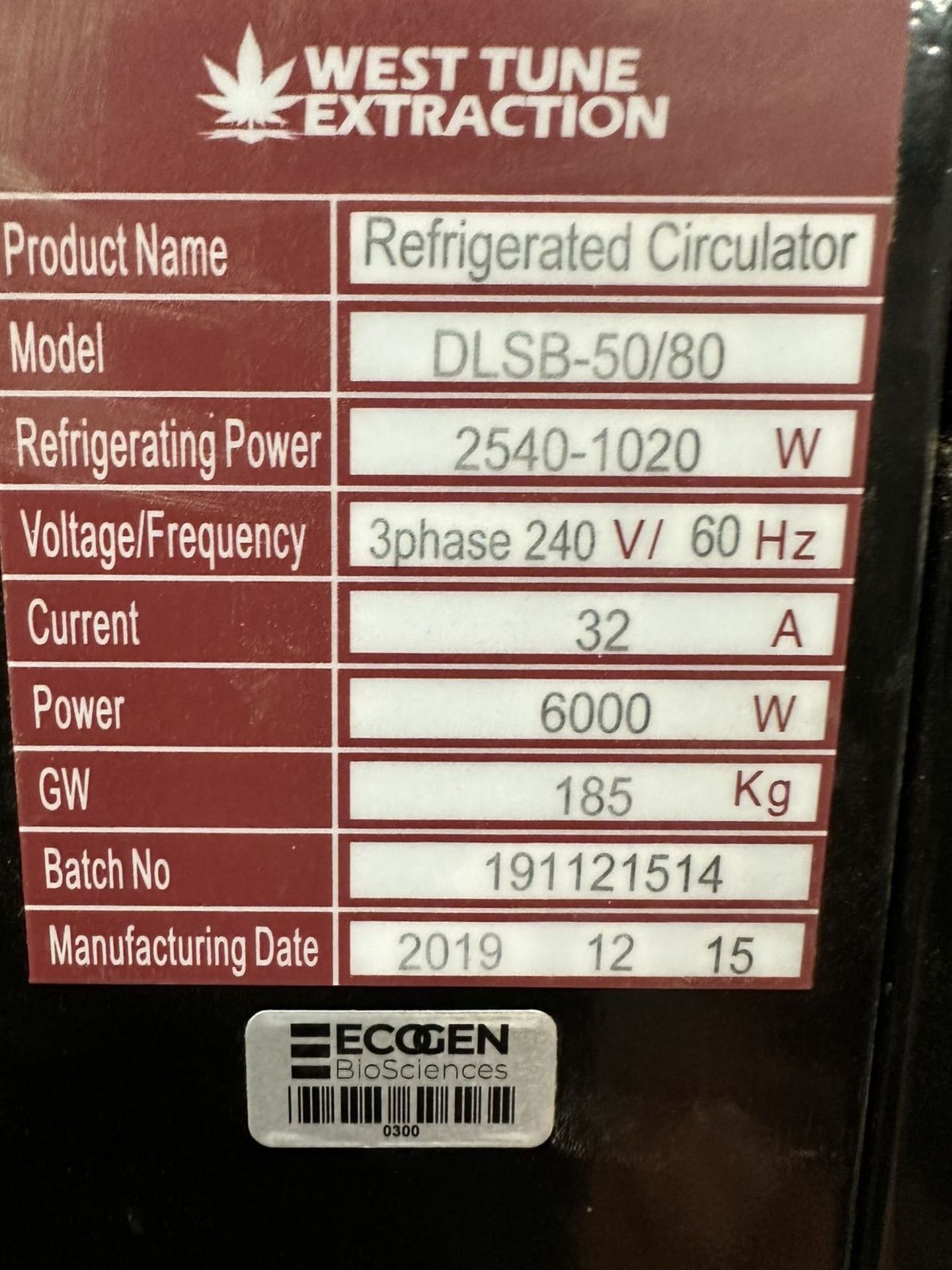 West Tune Extraction Refrigerated Circulator, Model, DLSB-50/80 Year 2019 | Rig Fee $200 - Image 5 of 5