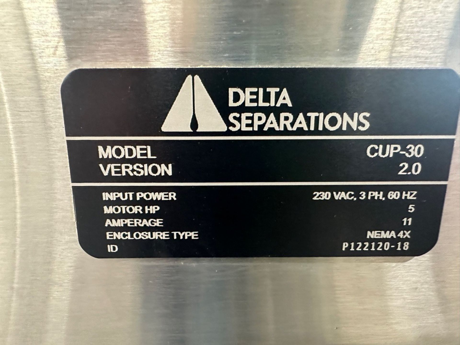 Delta Separations, Separator with panel, and Vessel, Model CUP30, S/N C30 | Rig Fee $250 - Image 8 of 8