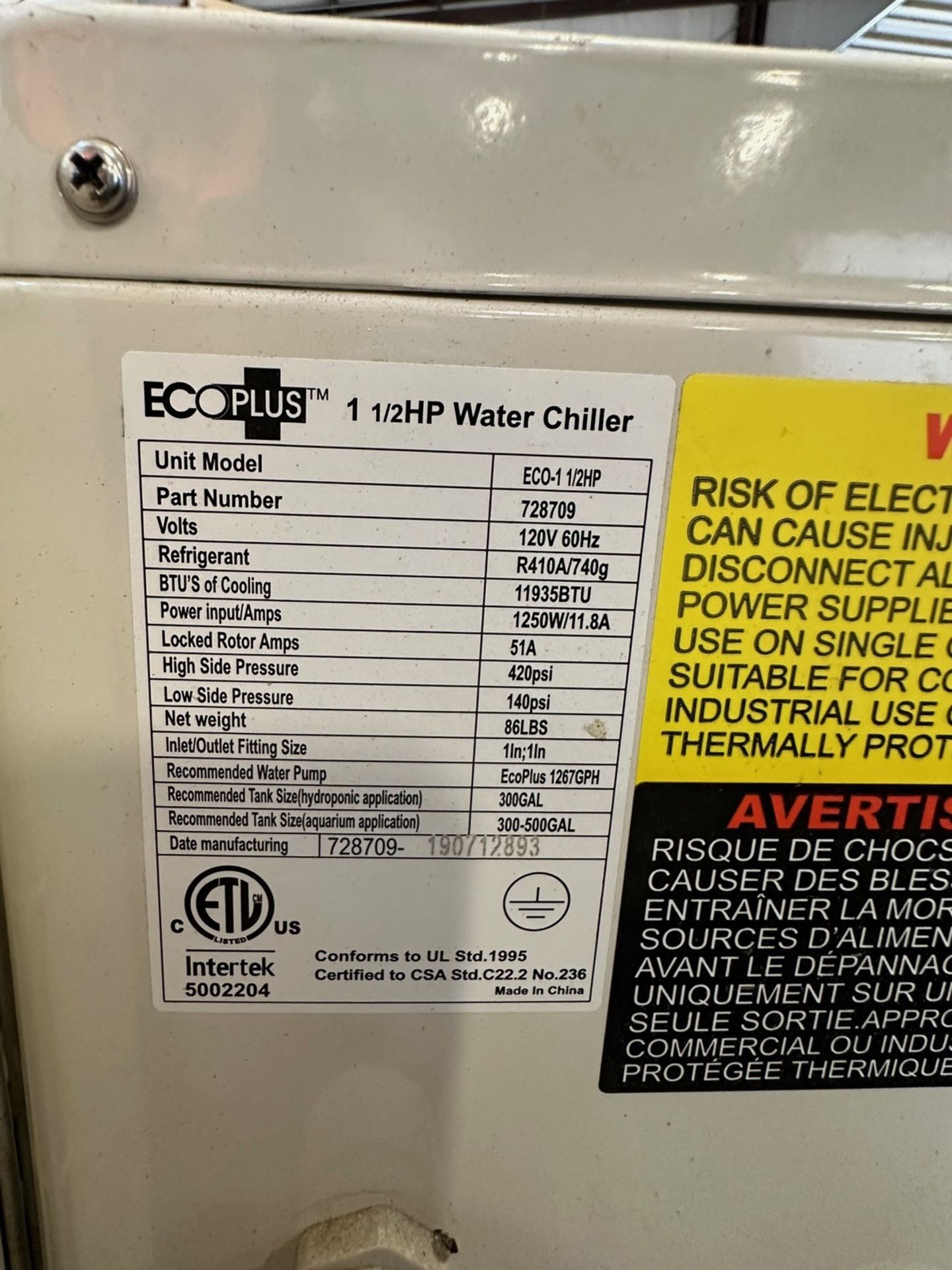 Pallet Of Eco Plus 1 1/2hp water Chillers | Rig Fee $50 - Bild 4 aus 4