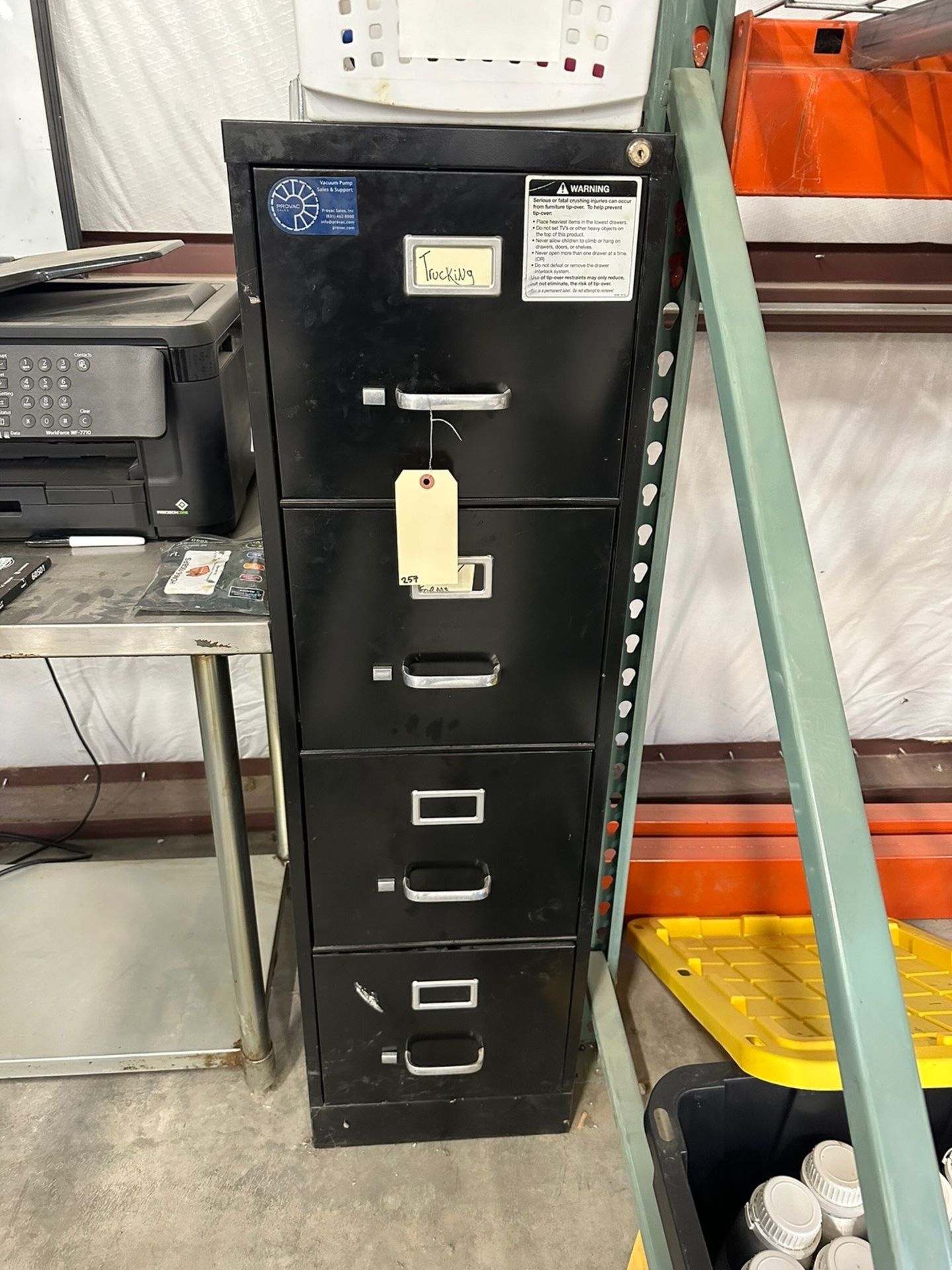 Work Station, Stainless Steel Tables, Printer Monitor, File Cabinet | Rig Fee $125 - Image 6 of 6