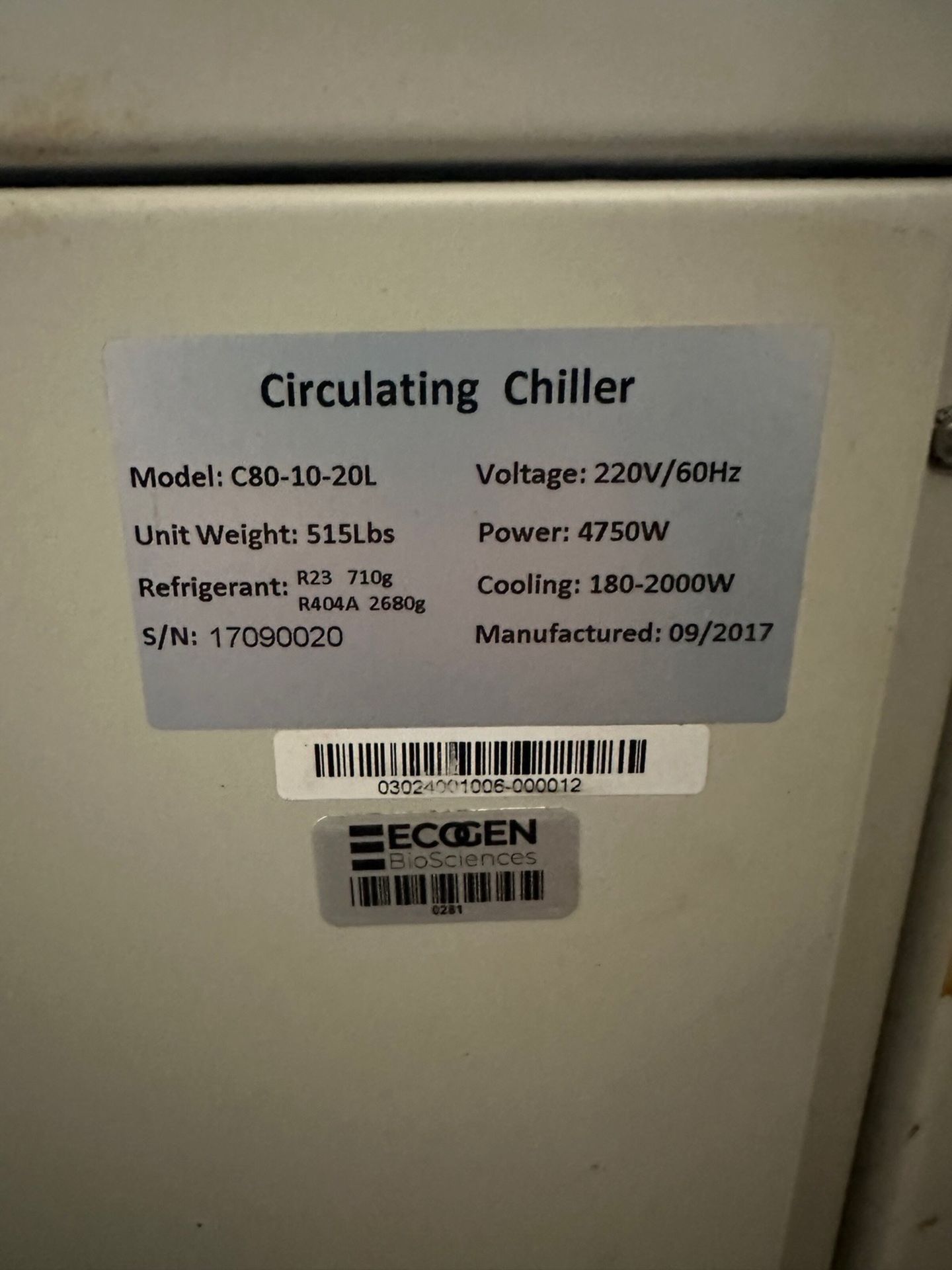 Across International, Recirculating Chiller, Model# C80-10-20L, S/N 17090 | Rig Fee $150 - Image 6 of 6