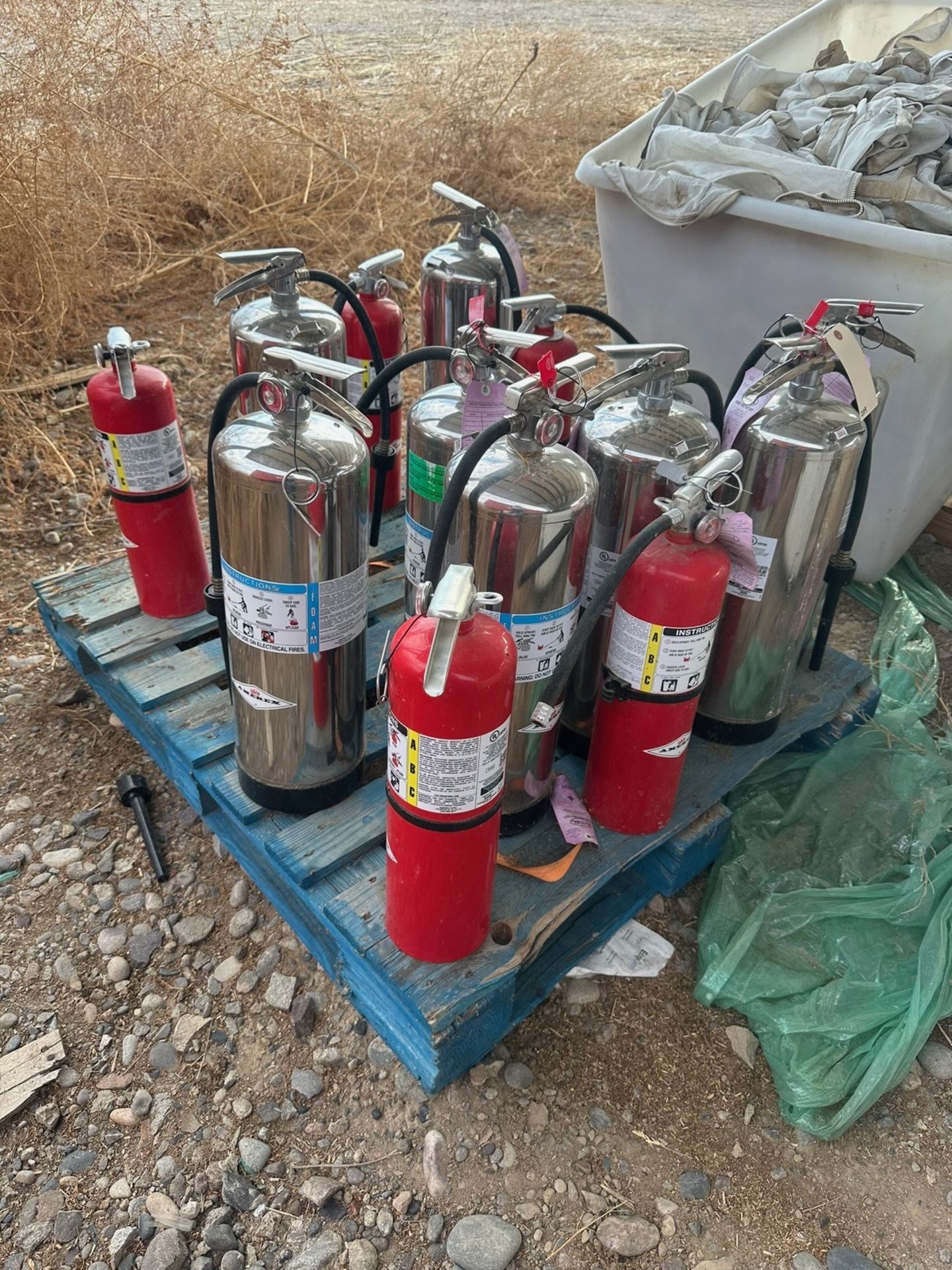 Pallet of Assorted Fire Extinguishers | Rig Fee $35