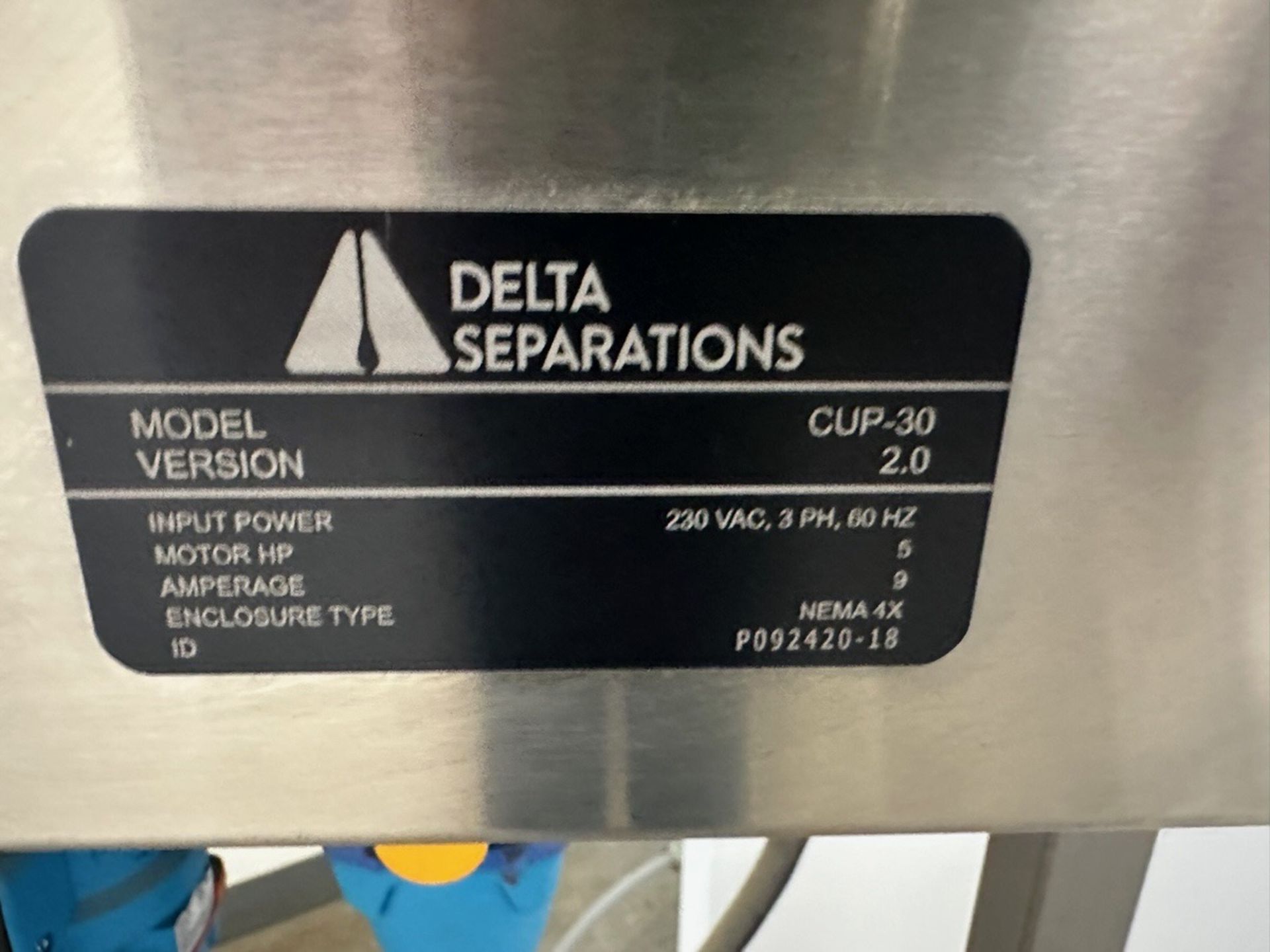 Delta Separations Separator with panel and Vessel, Model CUP30, S/N C3019 | Rig Fee $250 - Image 10 of 13