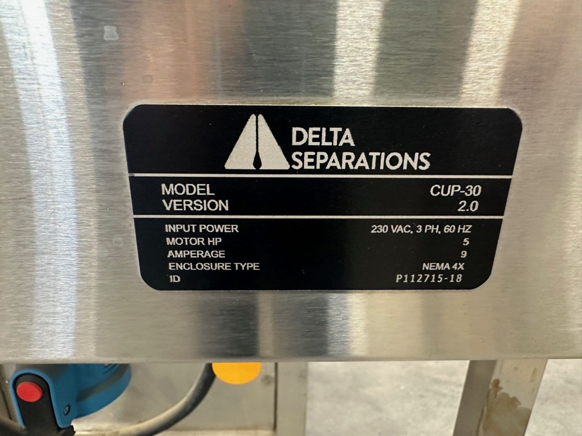 Delta Separations, Separator with panel, and Vessel, Model CUP30, S/N C30 | Rig Fee $250 - Image 7 of 11