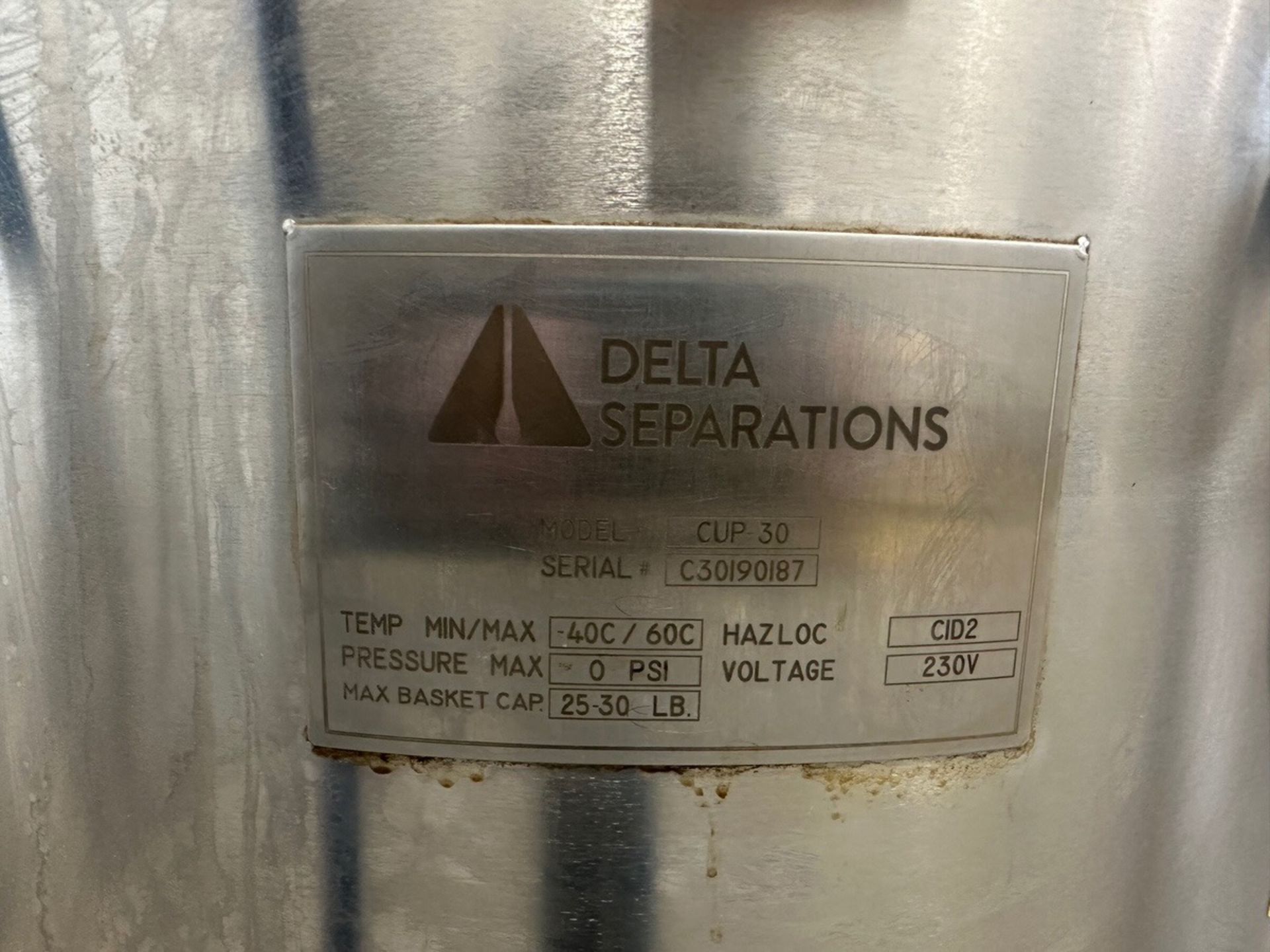 Delta Separations, Separator with panel, and Vessel, Model CUP30, S/N C30 | Rig Fee $250 - Image 8 of 8