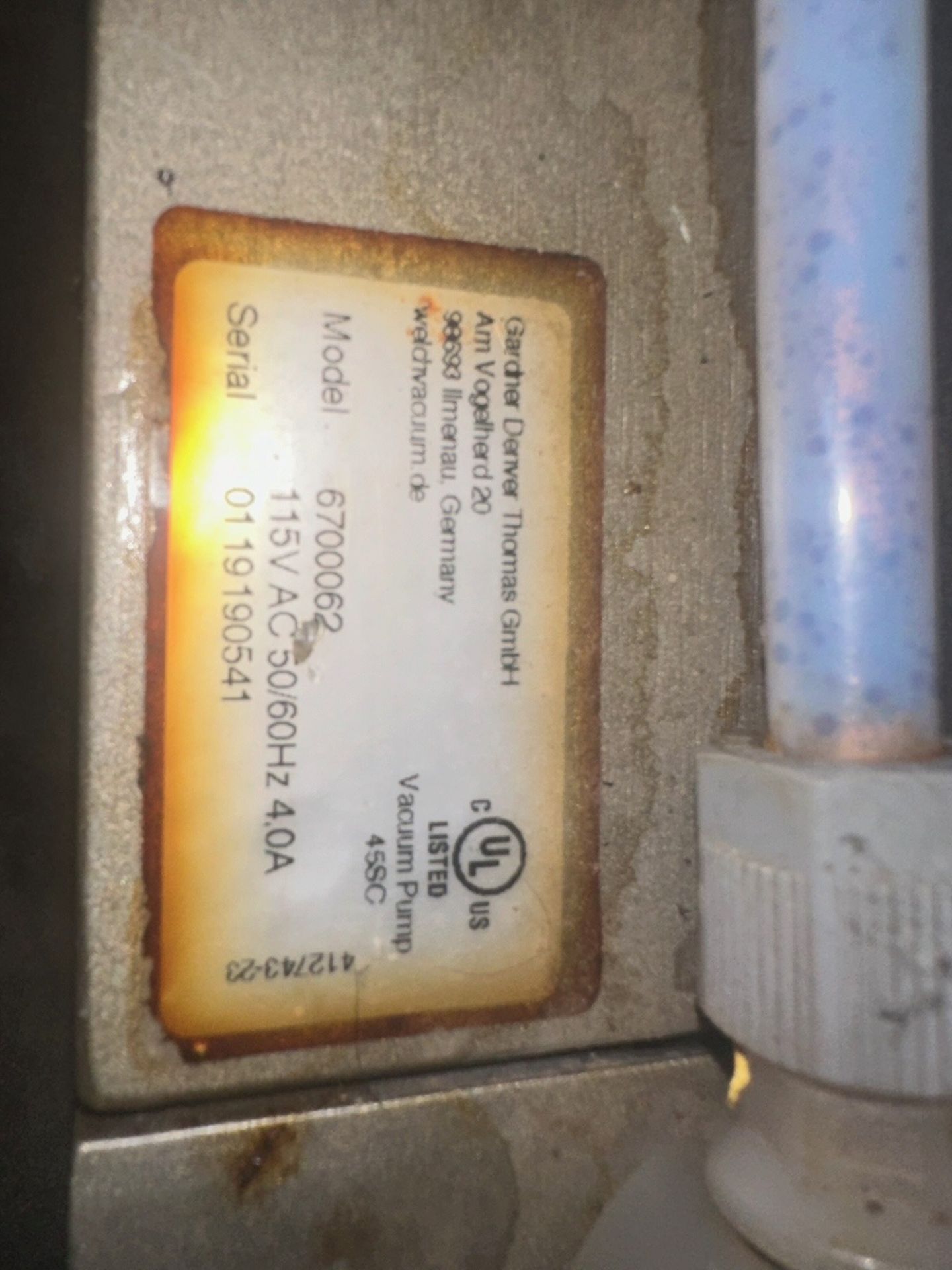 Gardner Denver, Vacuum Pump, Model 6700062, S/N 01191990541 | Rig Fee $20 - Image 2 of 2